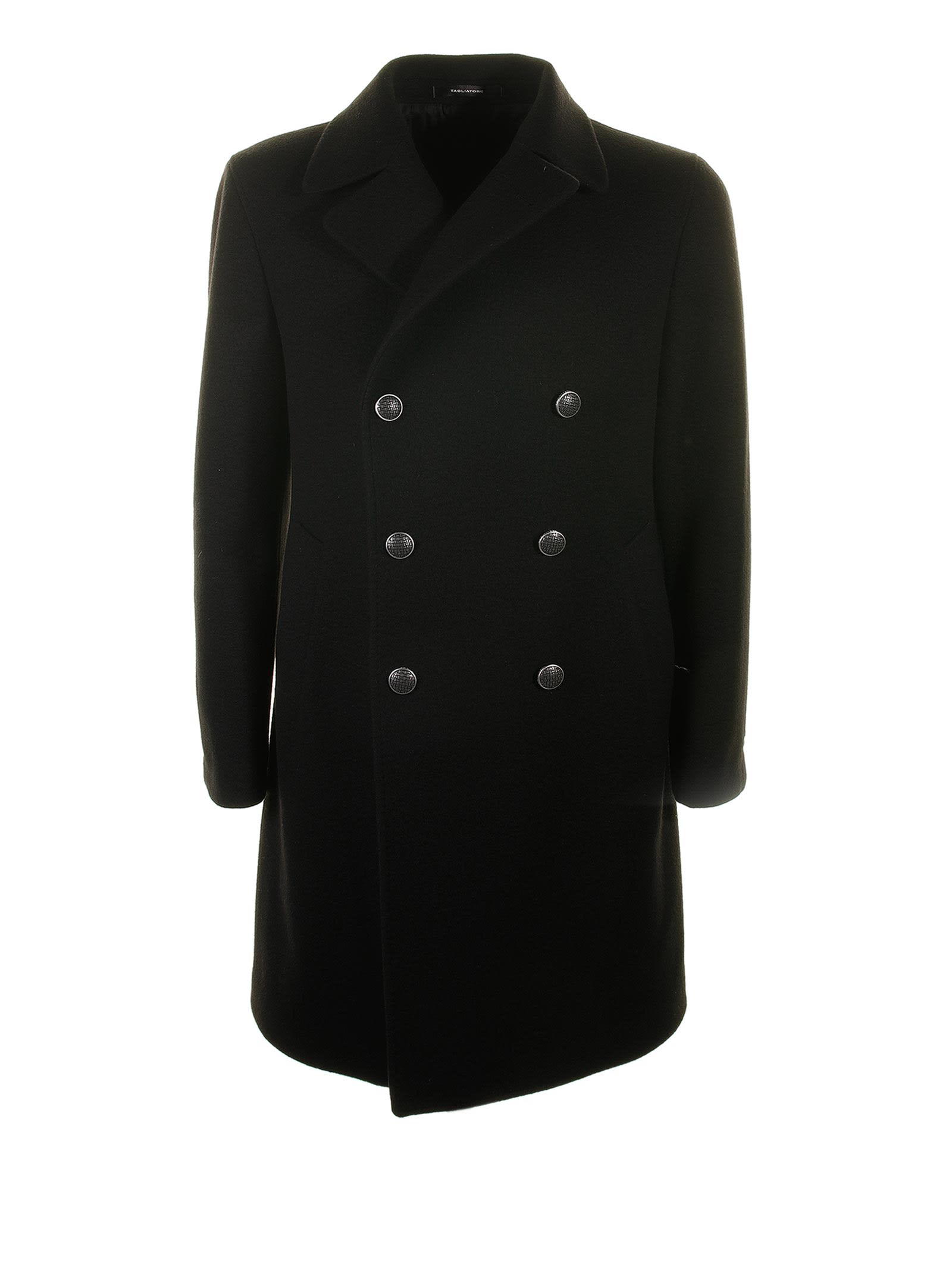 Tagliatore Double-breasted Wool Coat In Nero