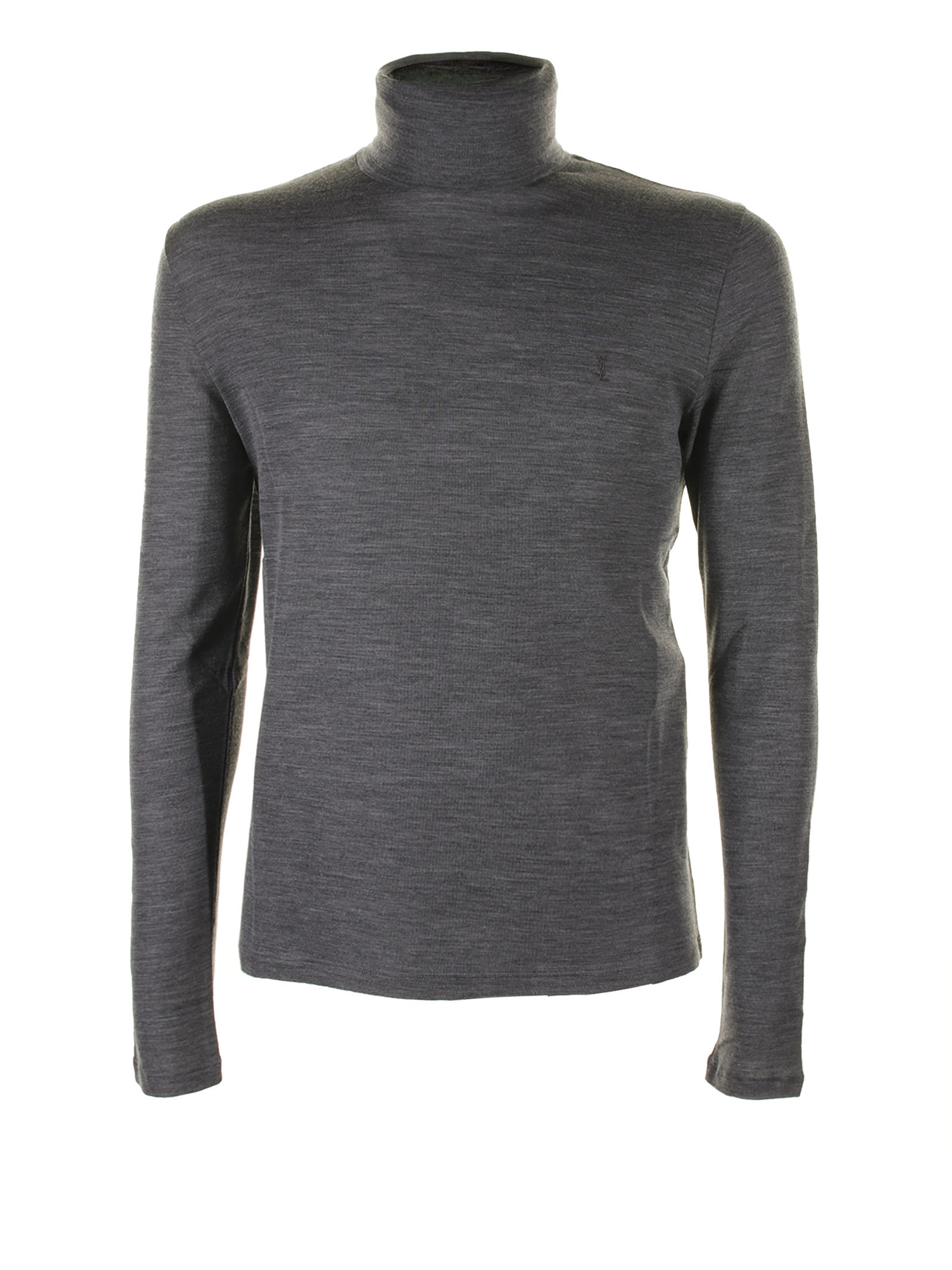 Saint Laurent Gray Wool Turtleneck In Anthracite Chine