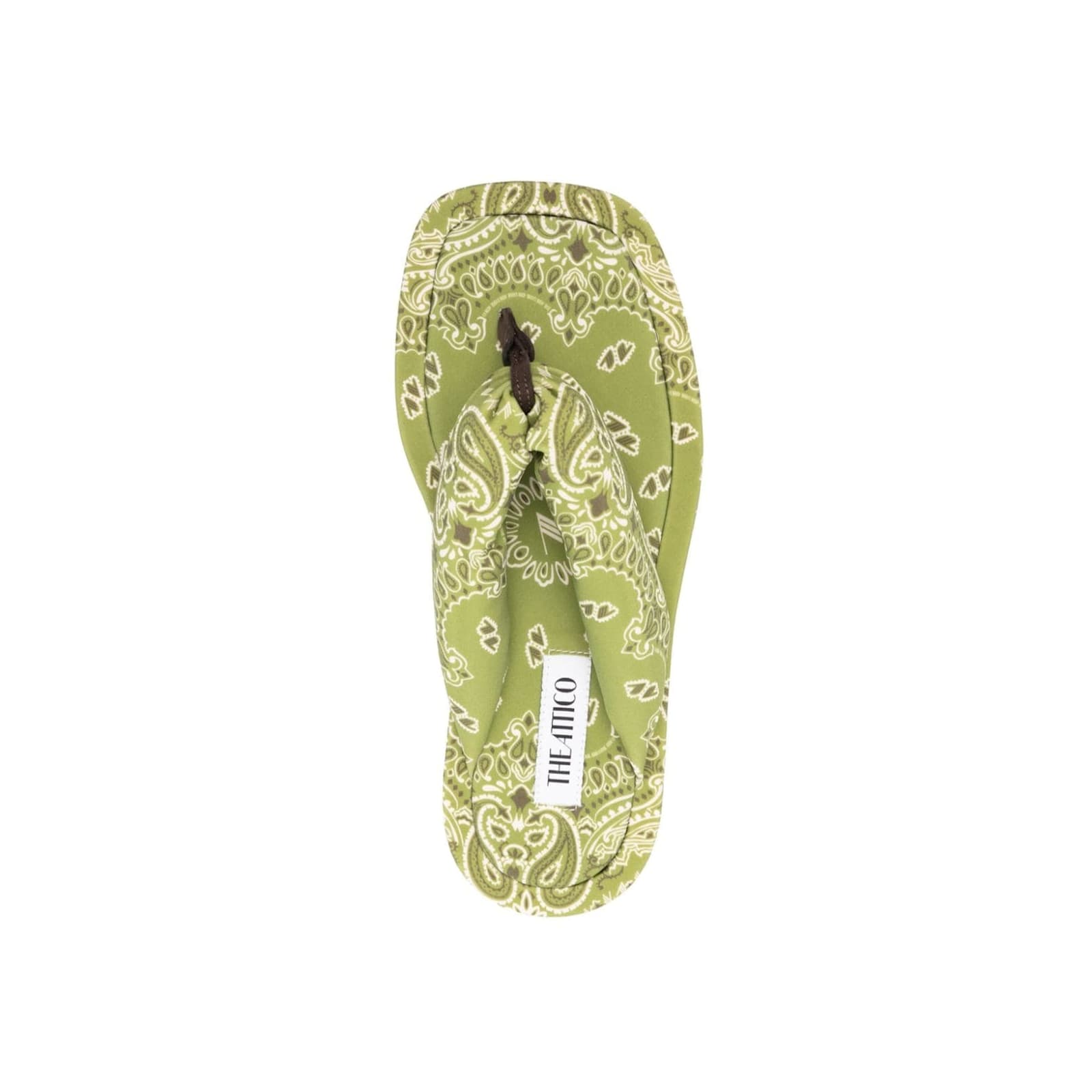 Attico Indie Bandana Printed Thong Sandals In Green