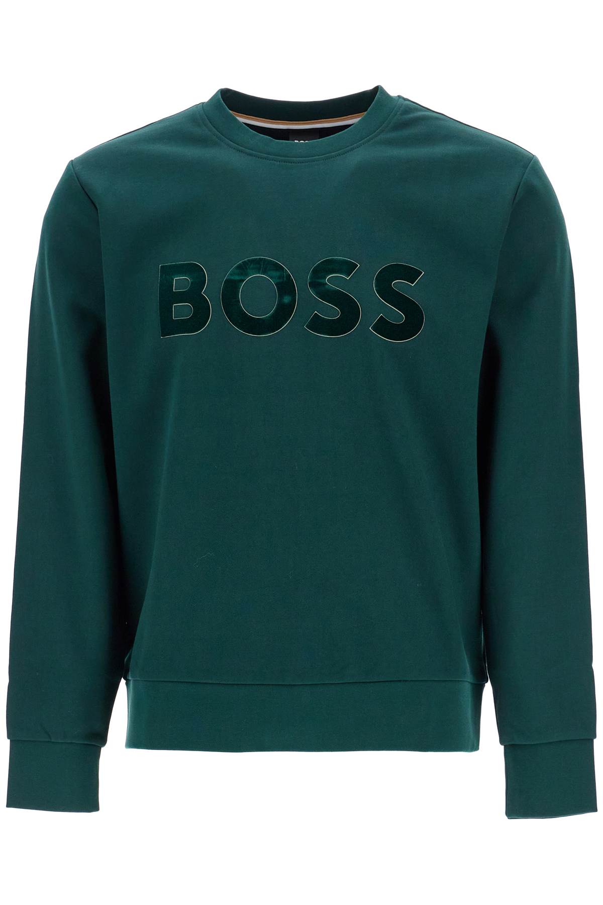 Green Crew Neck Cotton Sweatshirt With Long Sleeves