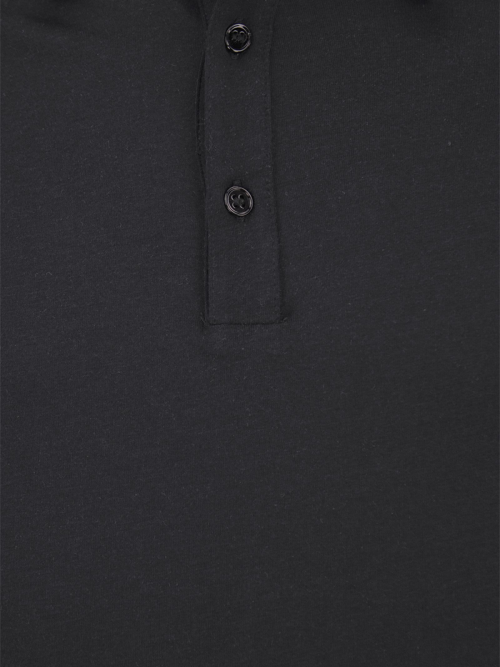 Shop Majestic Short-sleeved Polo Shirt In Lyocell And Cotton In Black