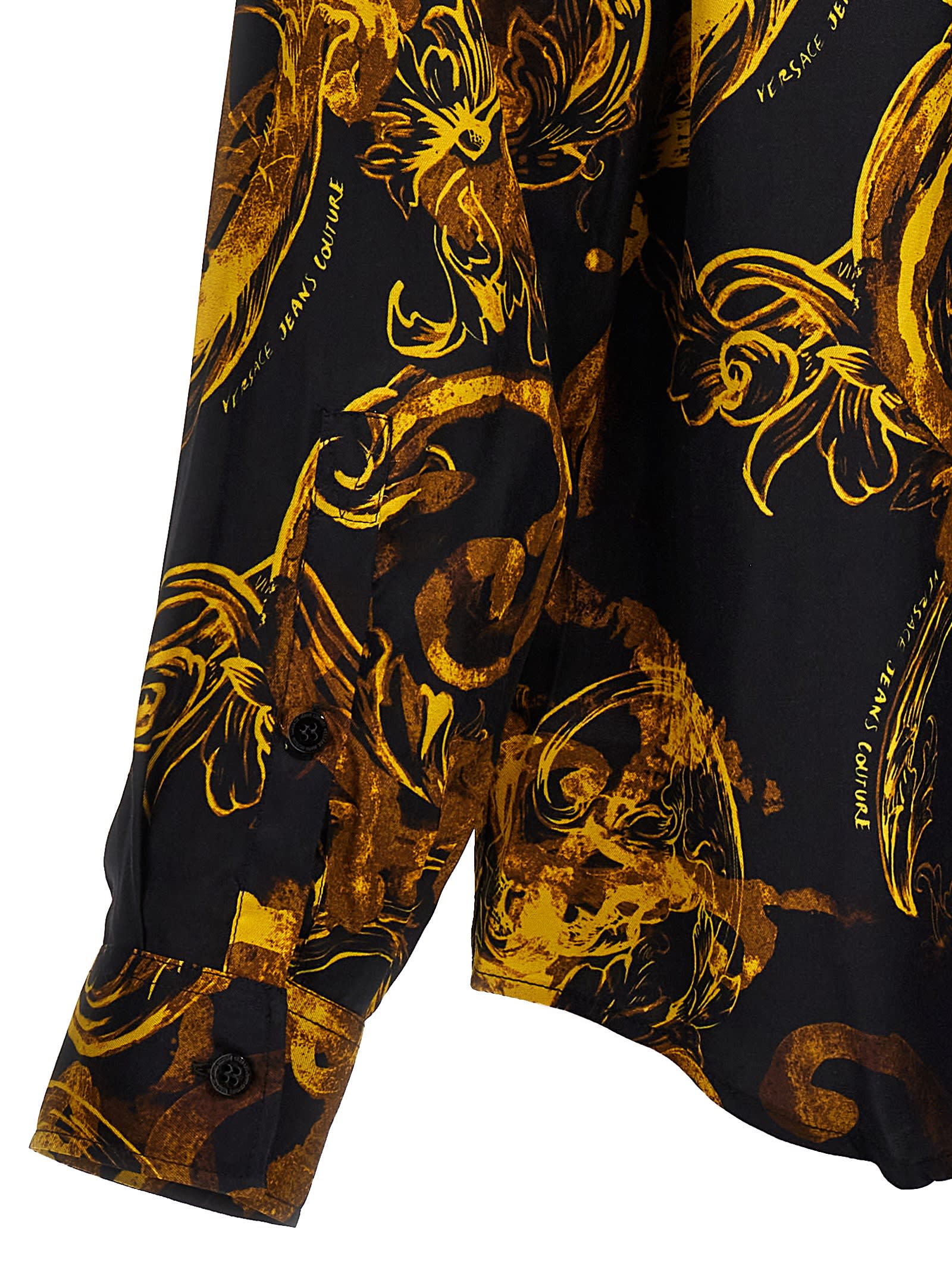 Shop Versace Jeans Couture All Over Print Shirt In Black/gold