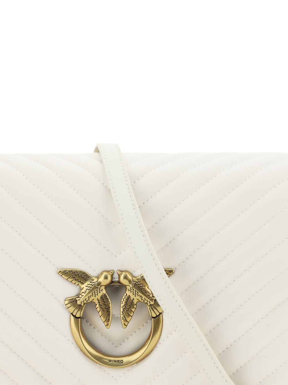 Pinko Love Click Shoulder Bag In Bianco Seta