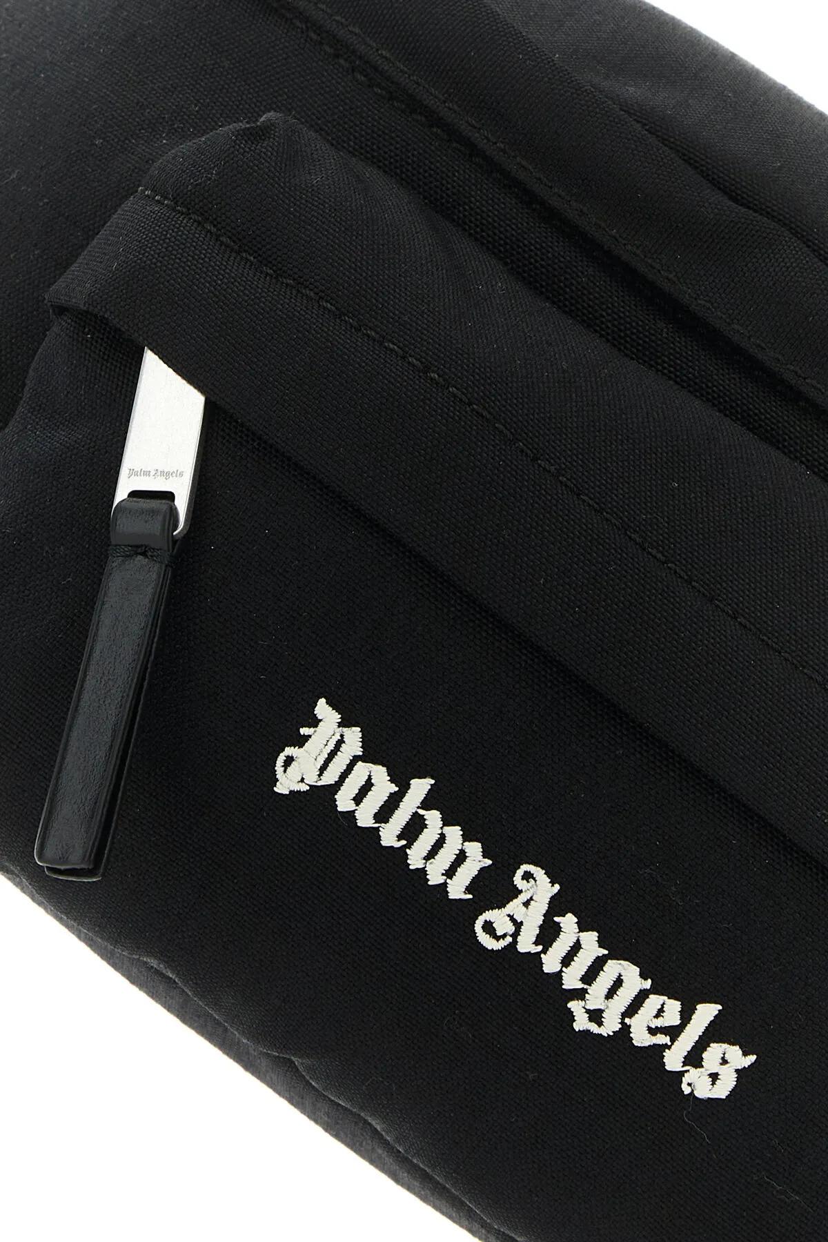 Shop Palm Angels Black Canvas Cordura Belt Bag In Black/white