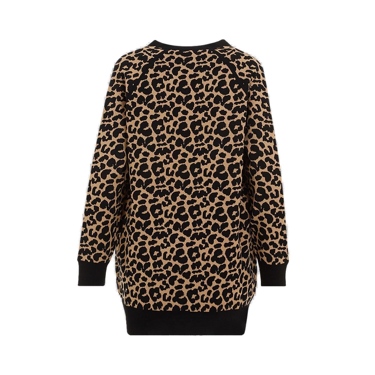 Shop Max Mara Leopard Patterned V-neck Cardigan In Cammello/nero