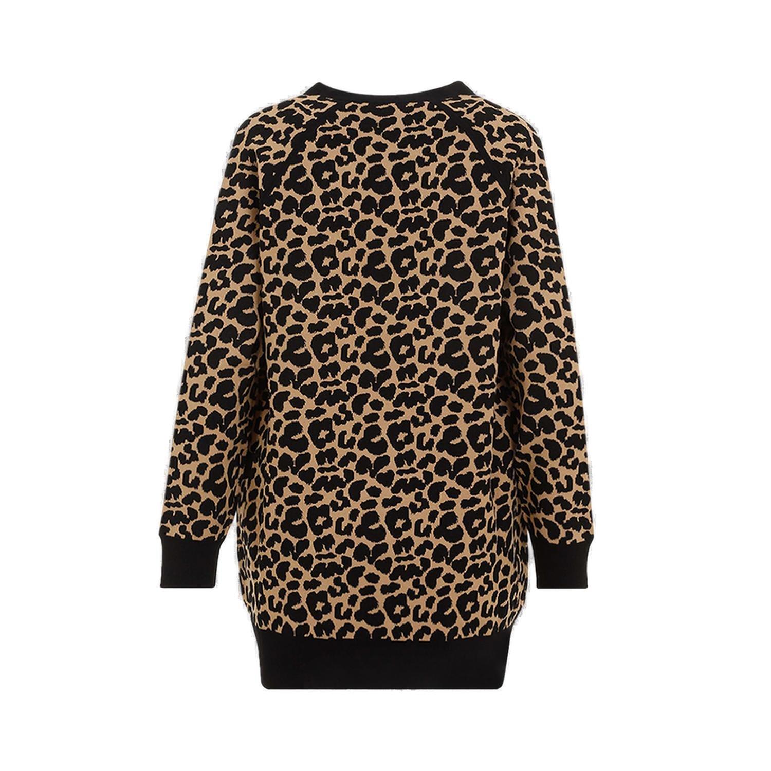 Shop Max Mara Leopard Patterned V-neck Cardigan In Disegno Macula