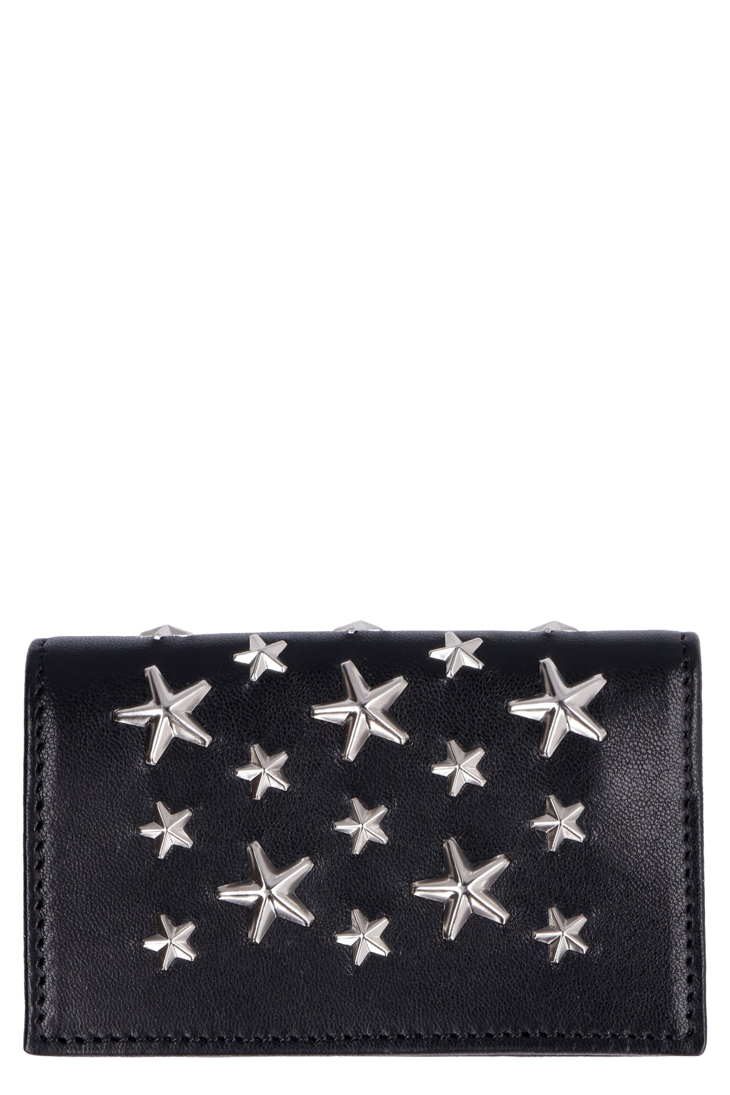 JIMMY CHOO NELLO LEATHER CARD HOLDER,NELLOCST BLACK