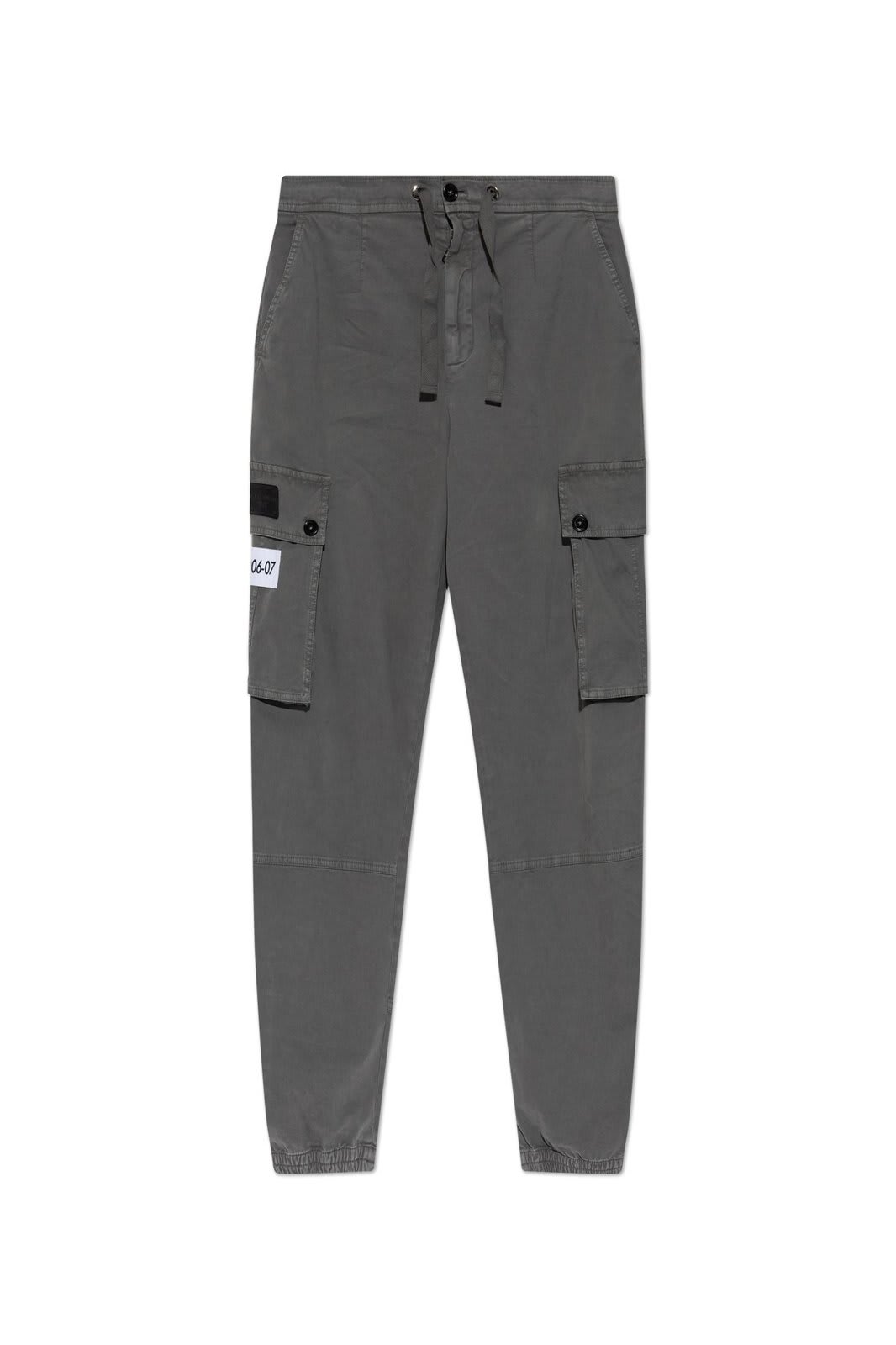 Shop Dolce & Gabbana Logo Patch Drawstring Pants In Light Grey