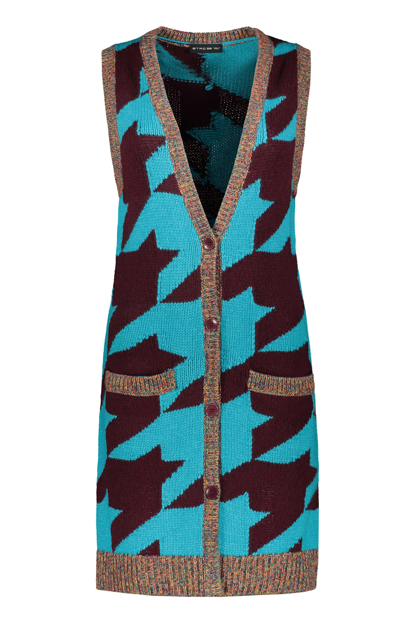 Shop Etro Knitted Long Vest In Light Blue