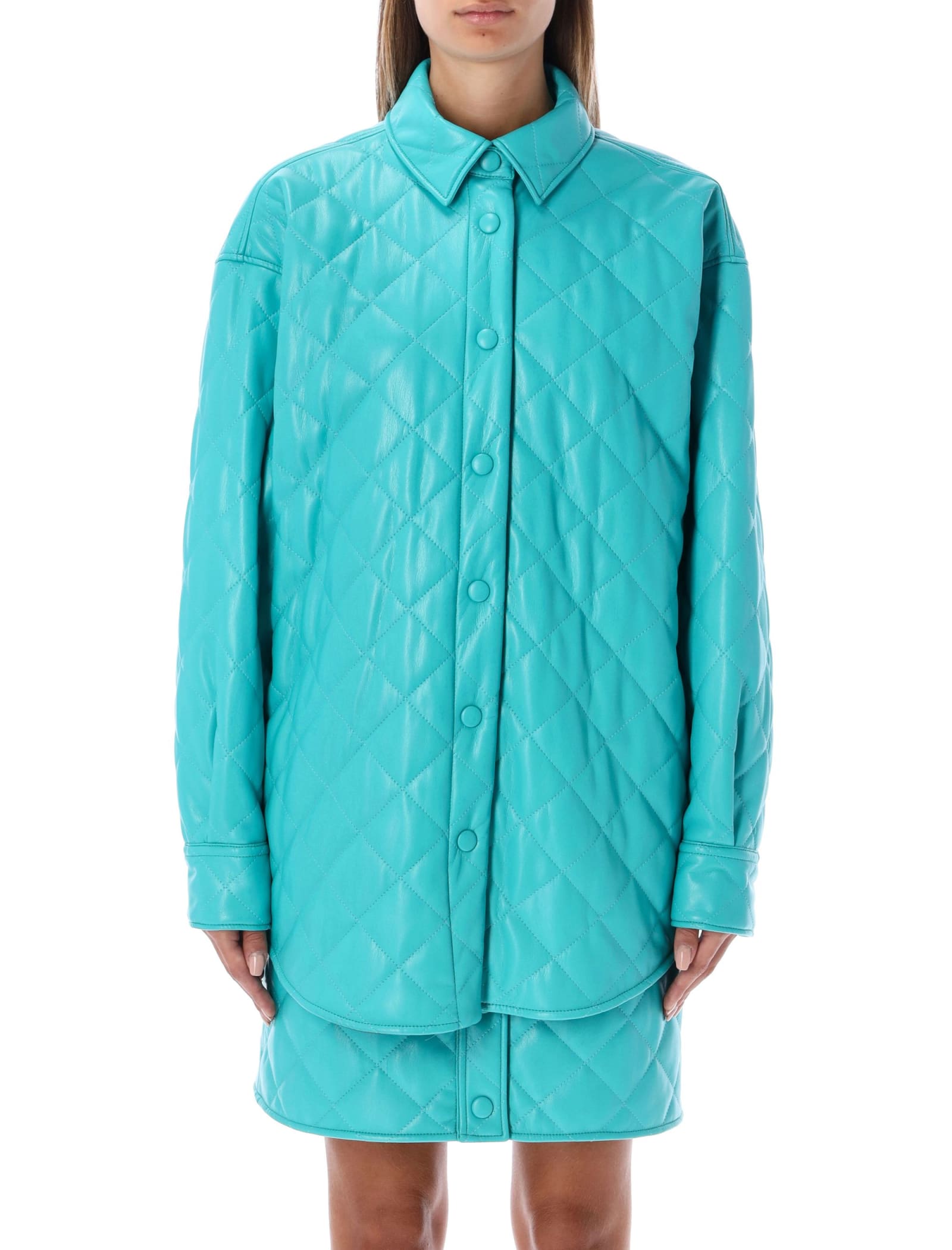 MSGM Leather-like Quilted Shirt Jacket
