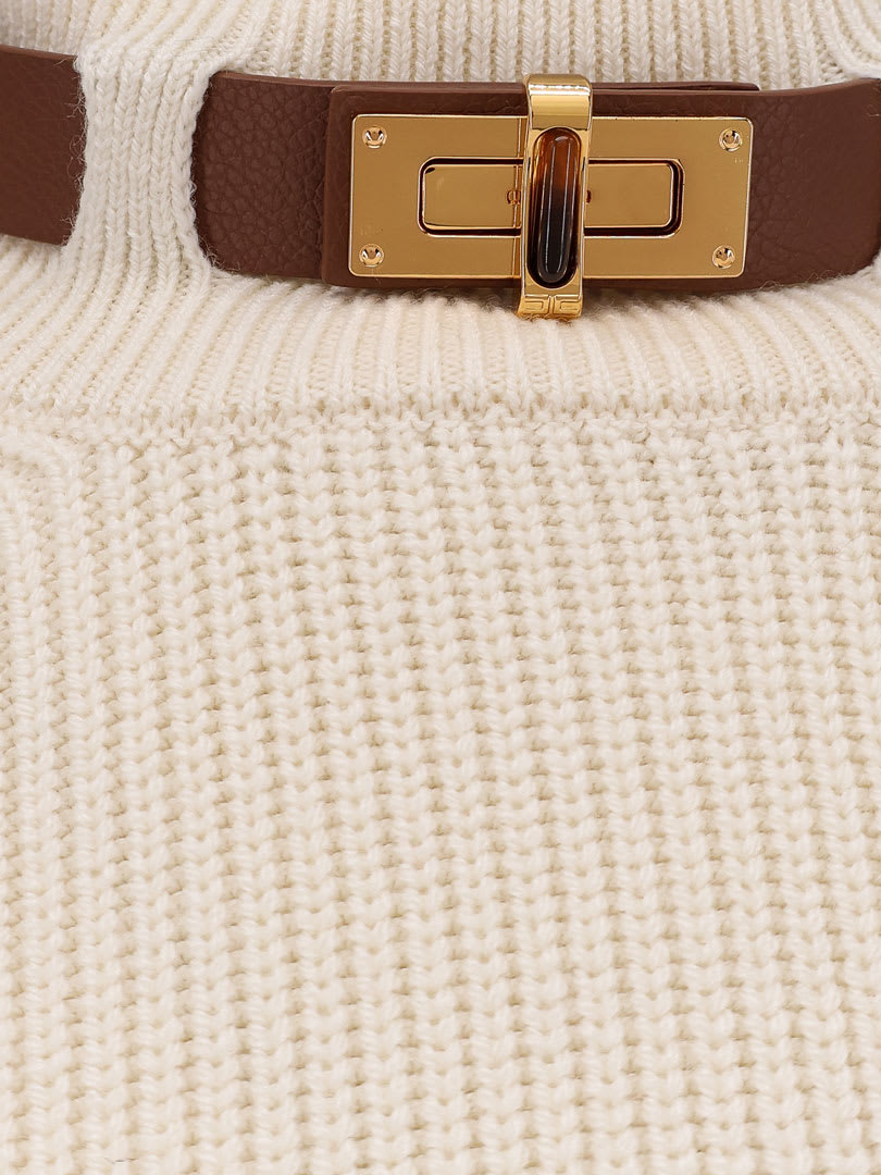 Elisabetta Franchi Wool Blend Sweater In White