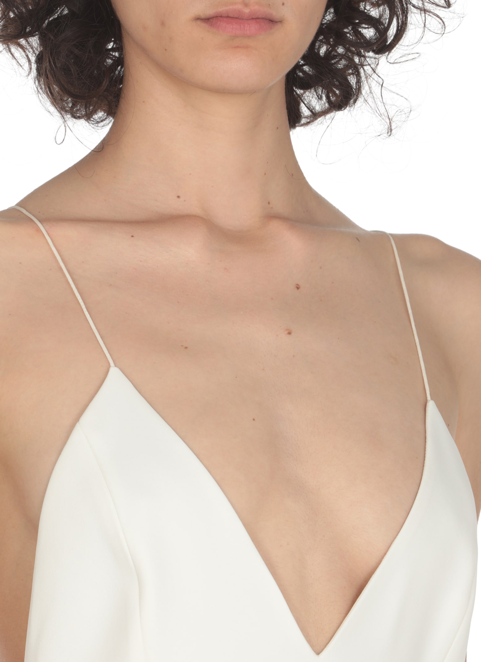 Khaite The Nonya V-neck Sleeveless Dress In White