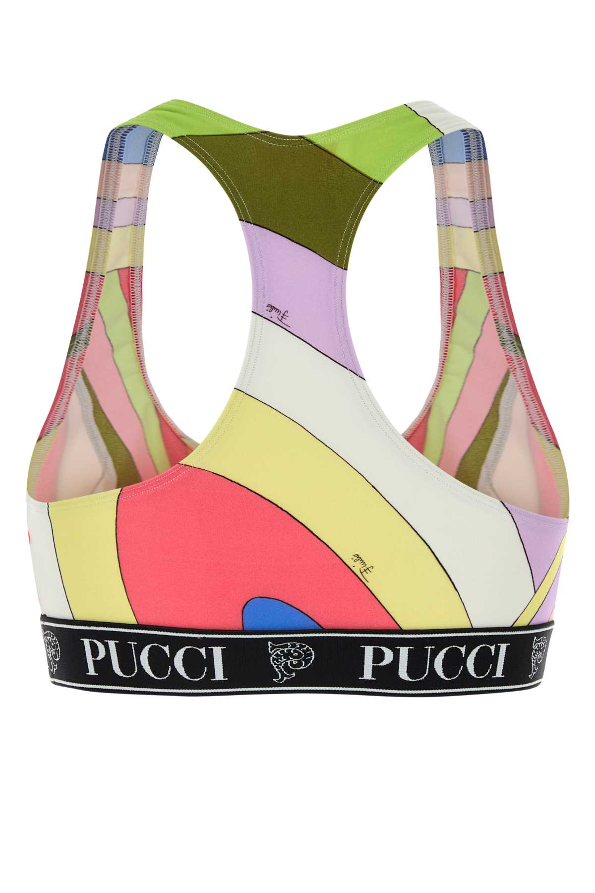 Shop Pucci Printed Stretch Nylon Crop-top In Multicolor