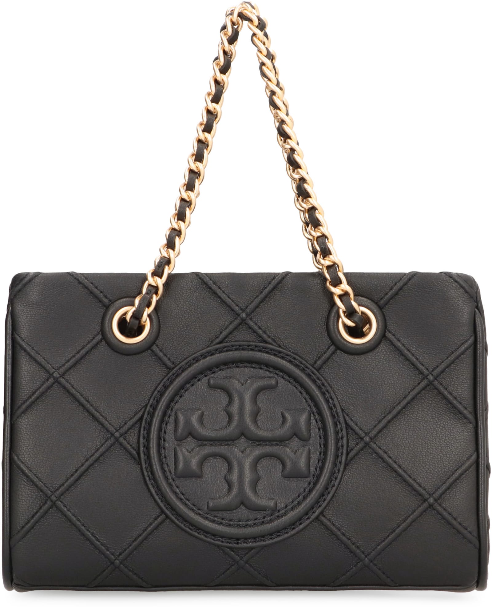 Shop Tory Burch Fleming Leather Mini Bag In Black