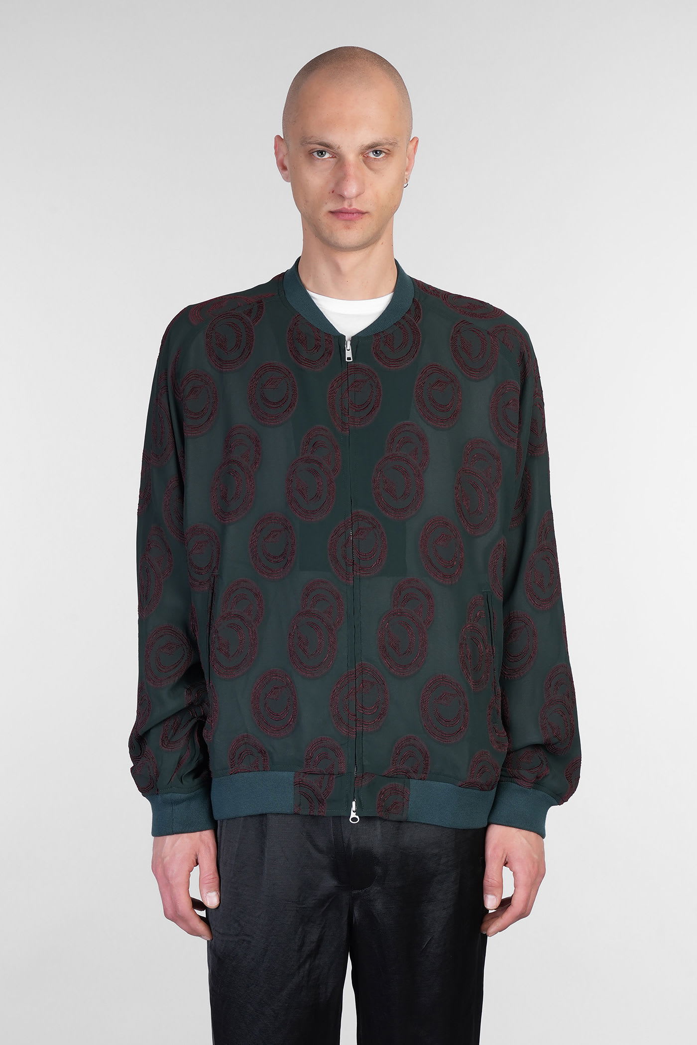 Needles Bomber Jacket In Green Rayon In Multi