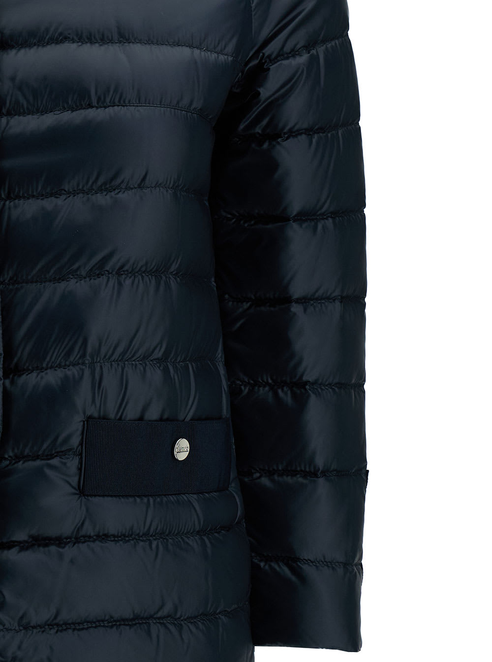 Shop Herno Blue Down Jacket With Collar And Branded Buttons In Polyamide Woman