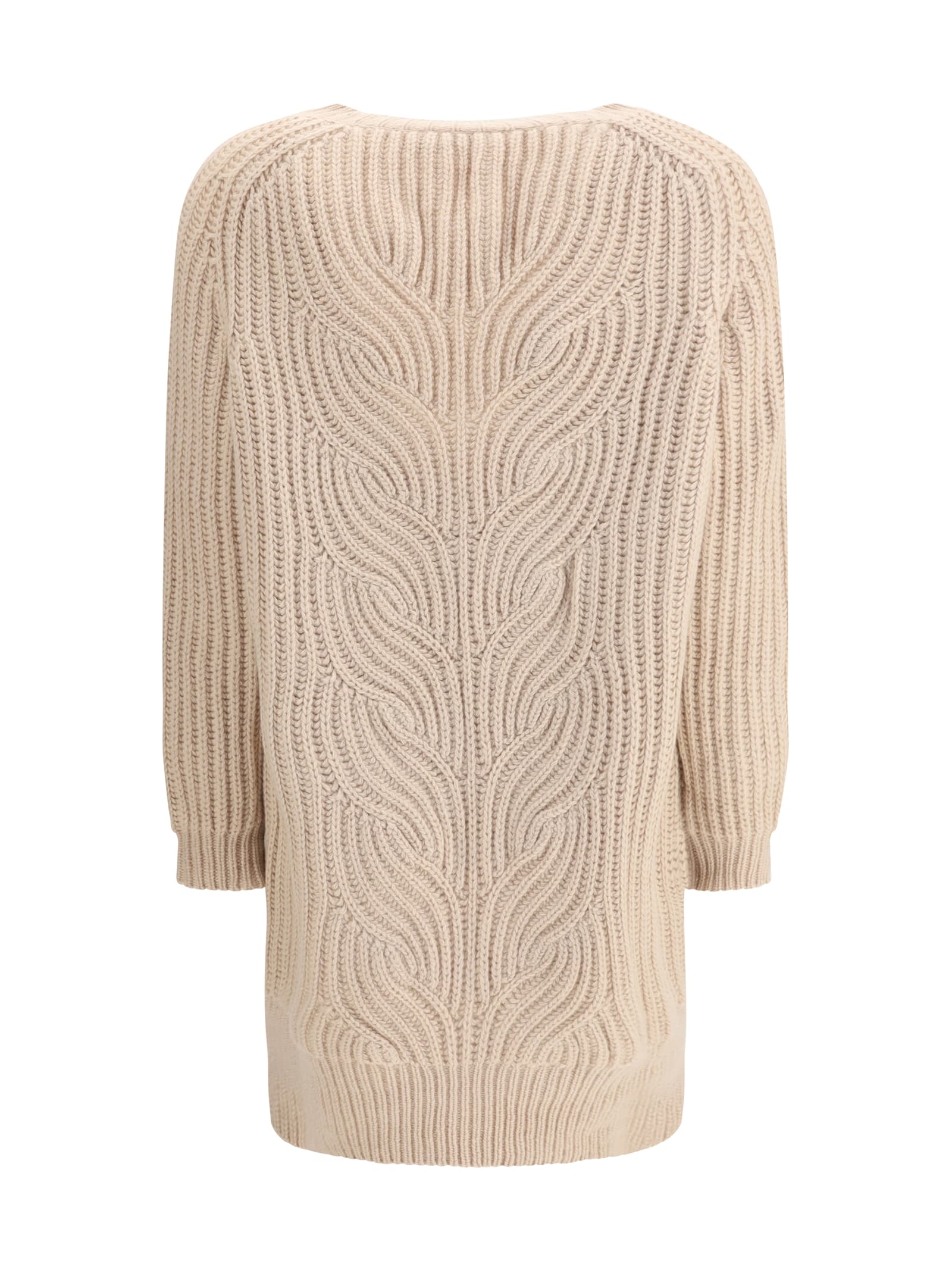Bruno Manetti Wool Midi Cardigan In Neutral