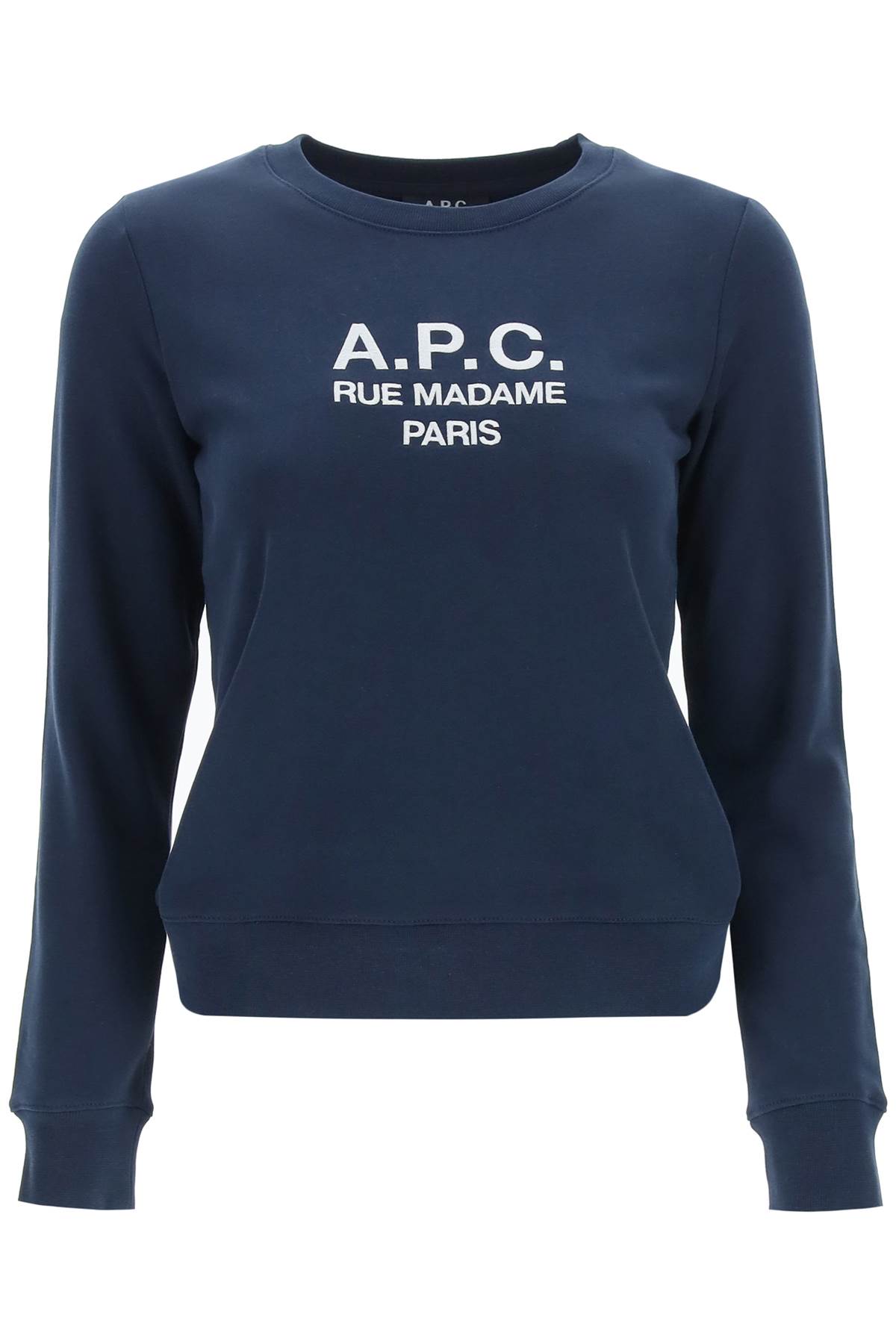Shop Apc Tina Sweatshirt With Embroidered Logo In Marine (blue)