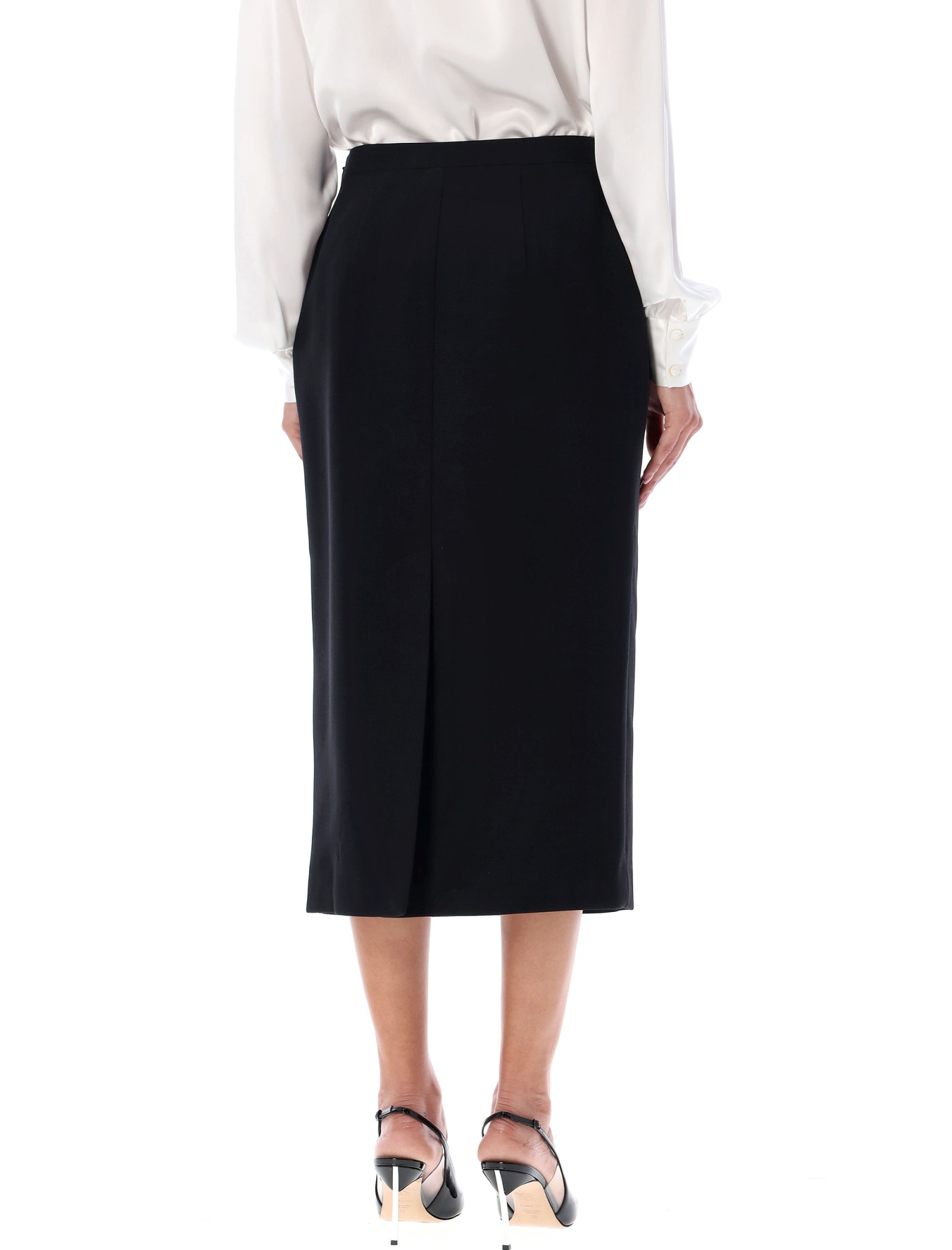 Shop Alessandra Rich Longuette Midi Skirt In Black