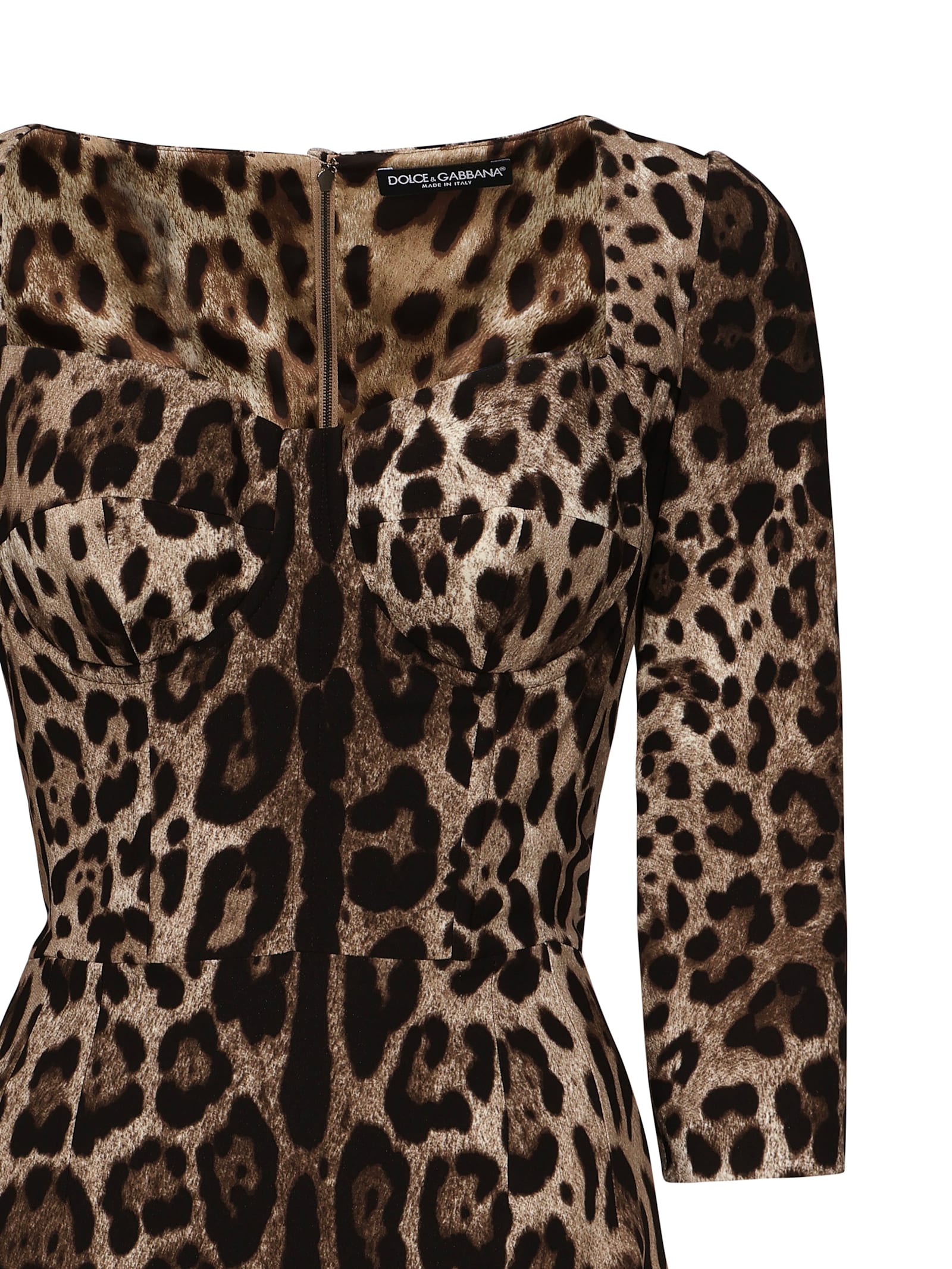 Dolce & Gabbana Leopard-print Calf-length Cady Dress