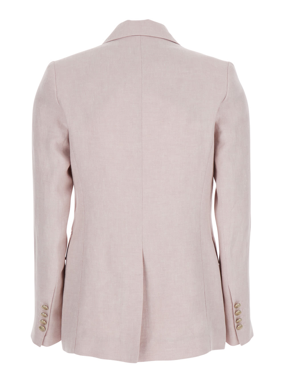 Eleventy Beige Double-breasted Jacket With Pointed Lapels In Linen Woman