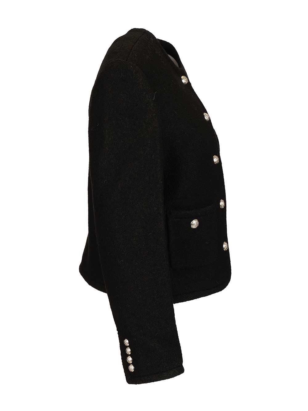 Dunst Black Jacket With Button Closure And Front Pockets In Tweed Woman In Black