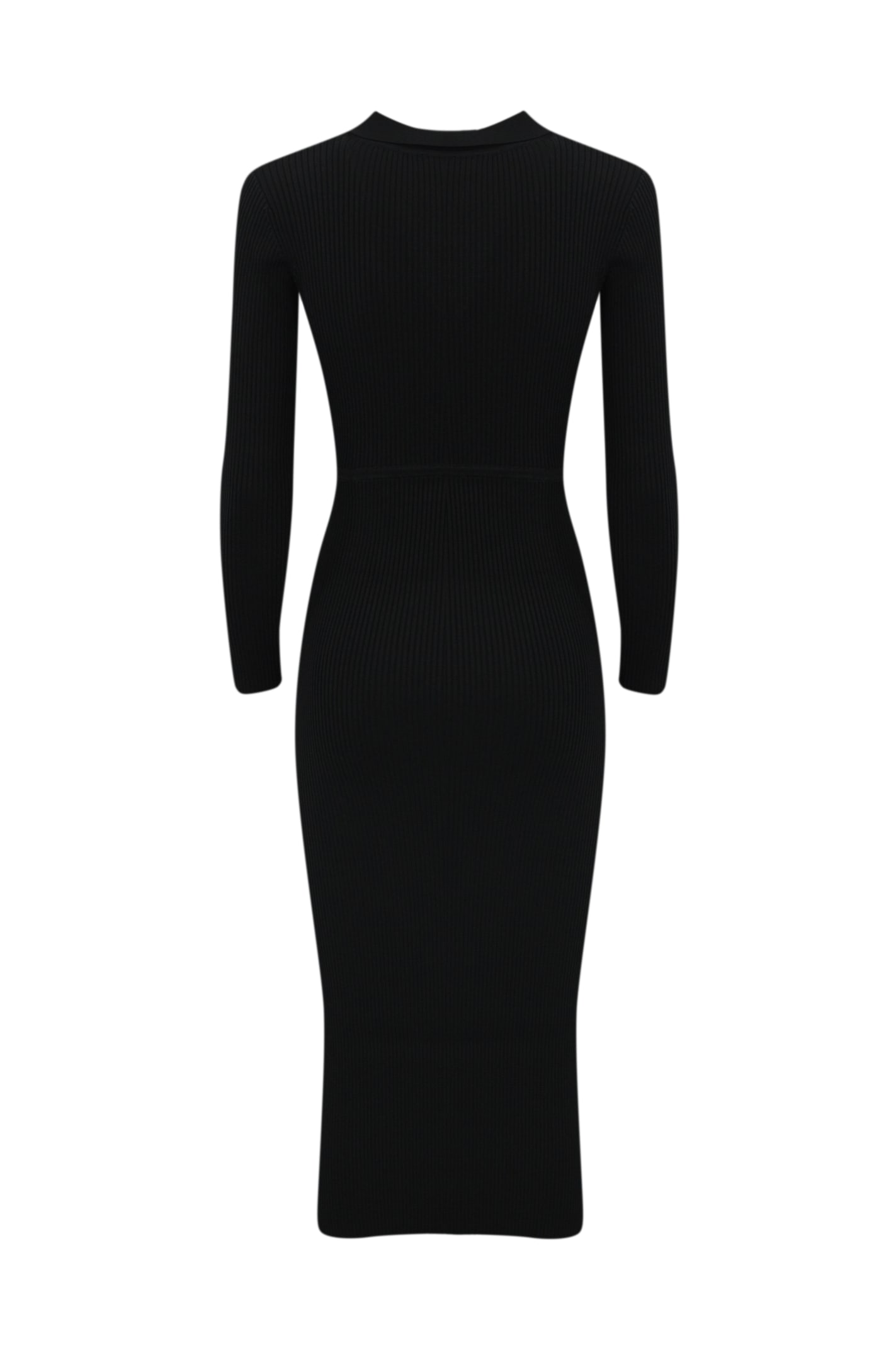 Shop Pinko Limpidezza Ribbed Dress With Buttons In Nero