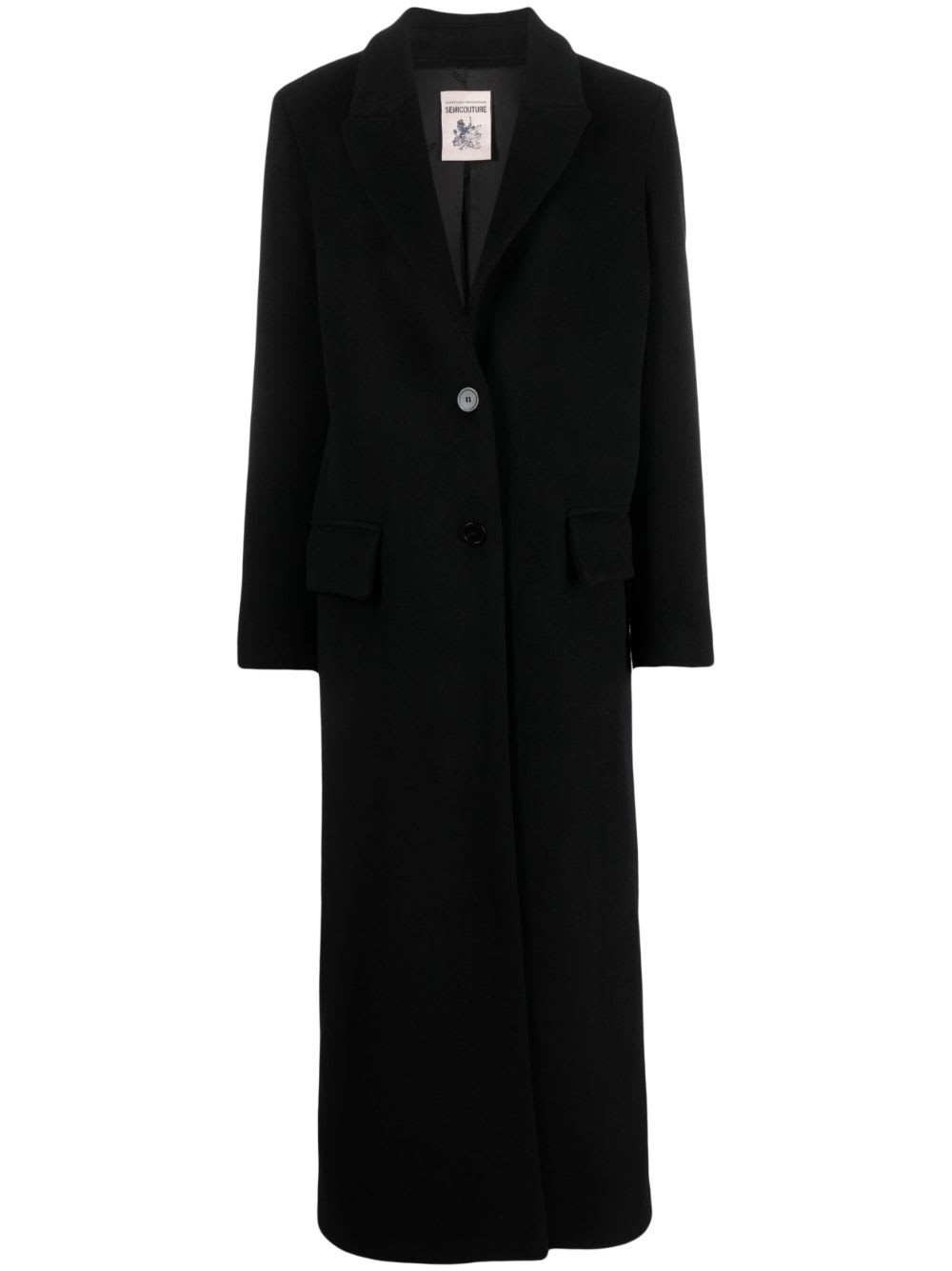 Semicouture Single-breasted Virgin-wool Coat In Black