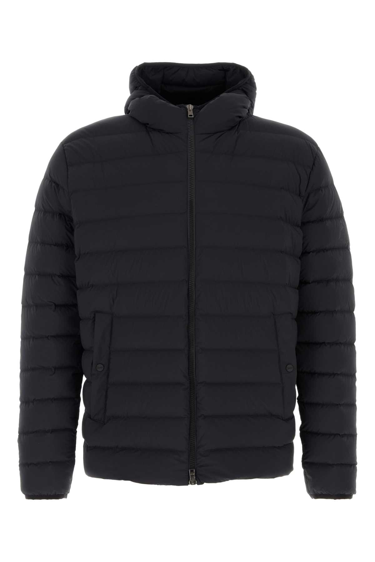 Herno Midnight Blue Stretch Nylon Jacket In Black
