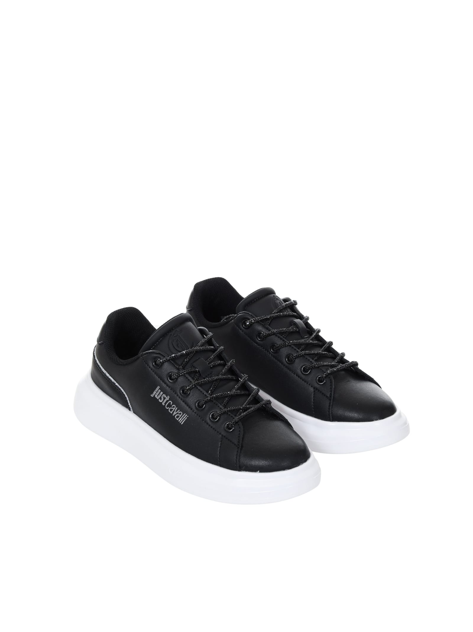 Just Cavalli Logo Low-top Sneakers In Black