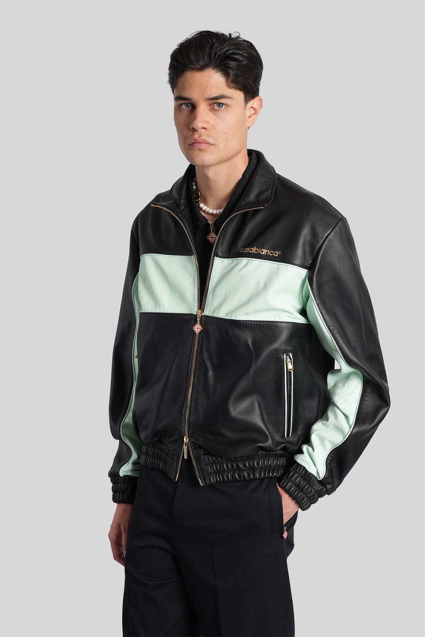 Casablanca Leather Jacket In Black Leather In Black