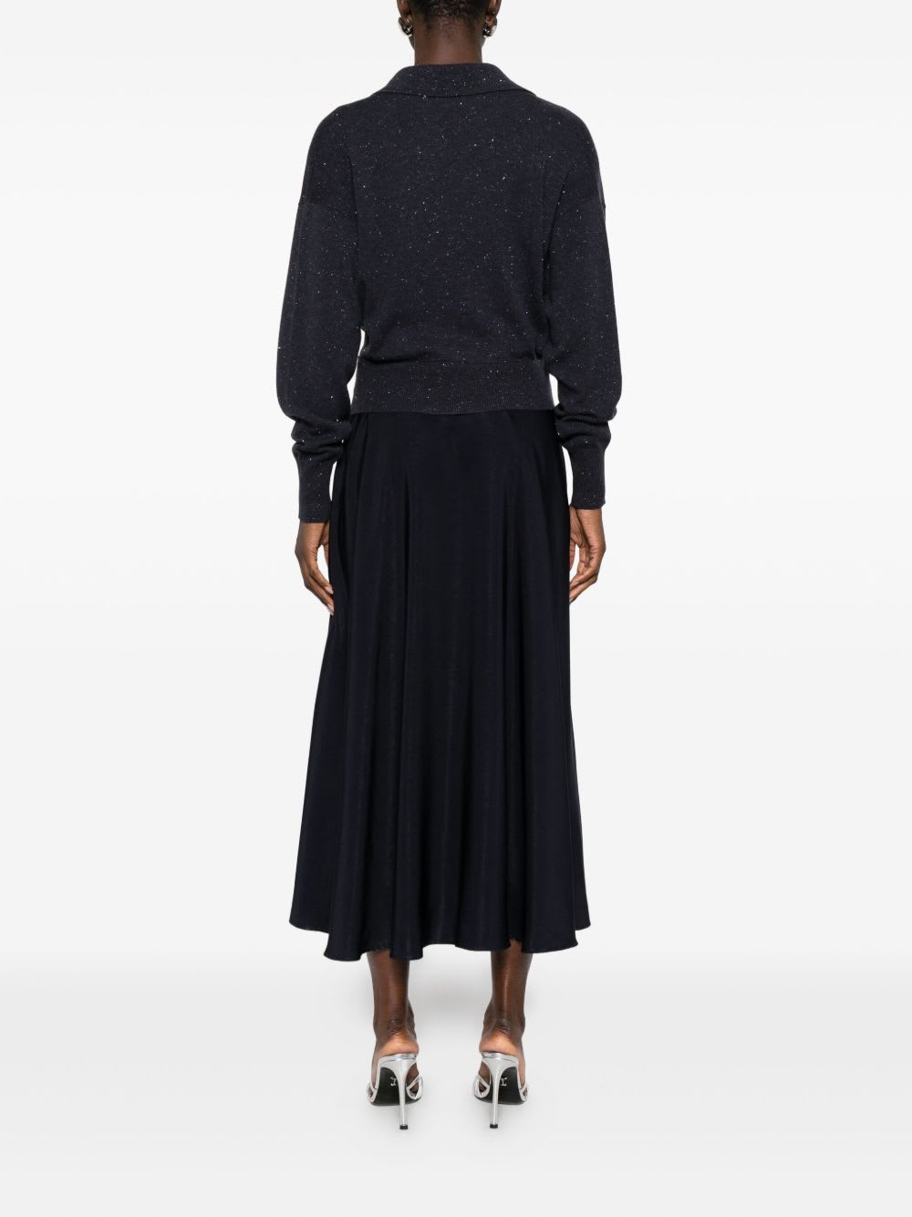 Peserico Midi Dress With Inserts In Black