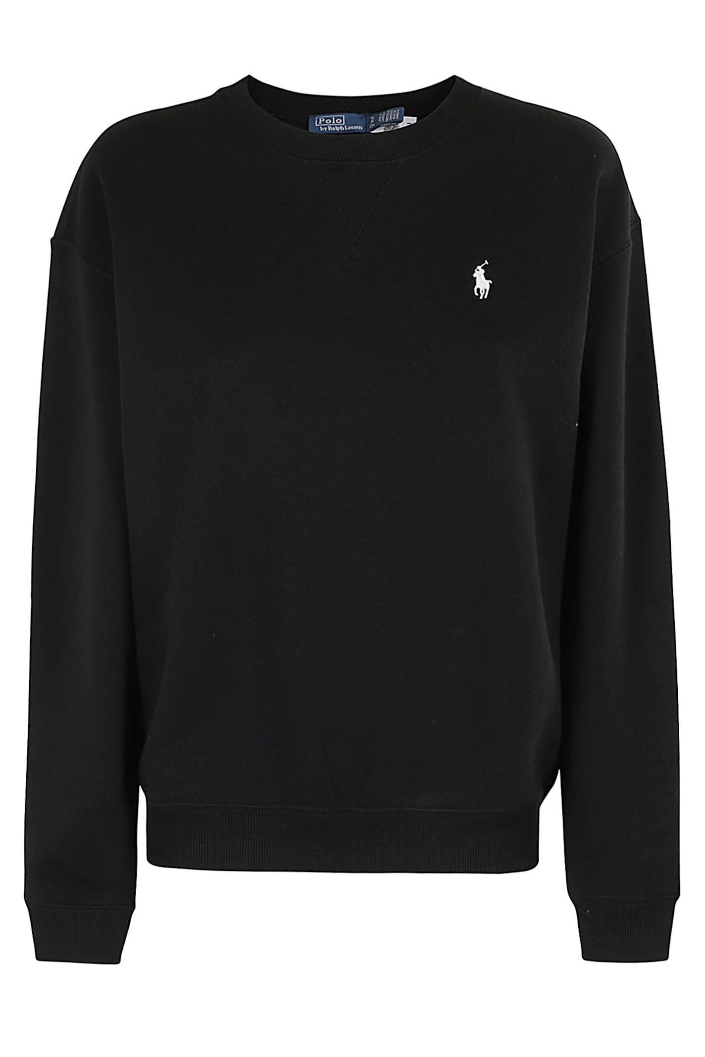 Polo Ralph Lauren Black Cotton Sweatshirt With Iconic Pony Logo In Black