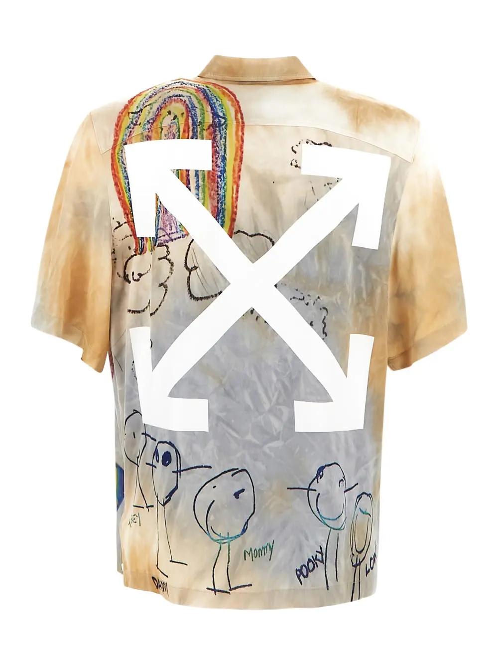 Offwhite Cartoon Short Sleeve Satin Shirt In Beige ModeSens