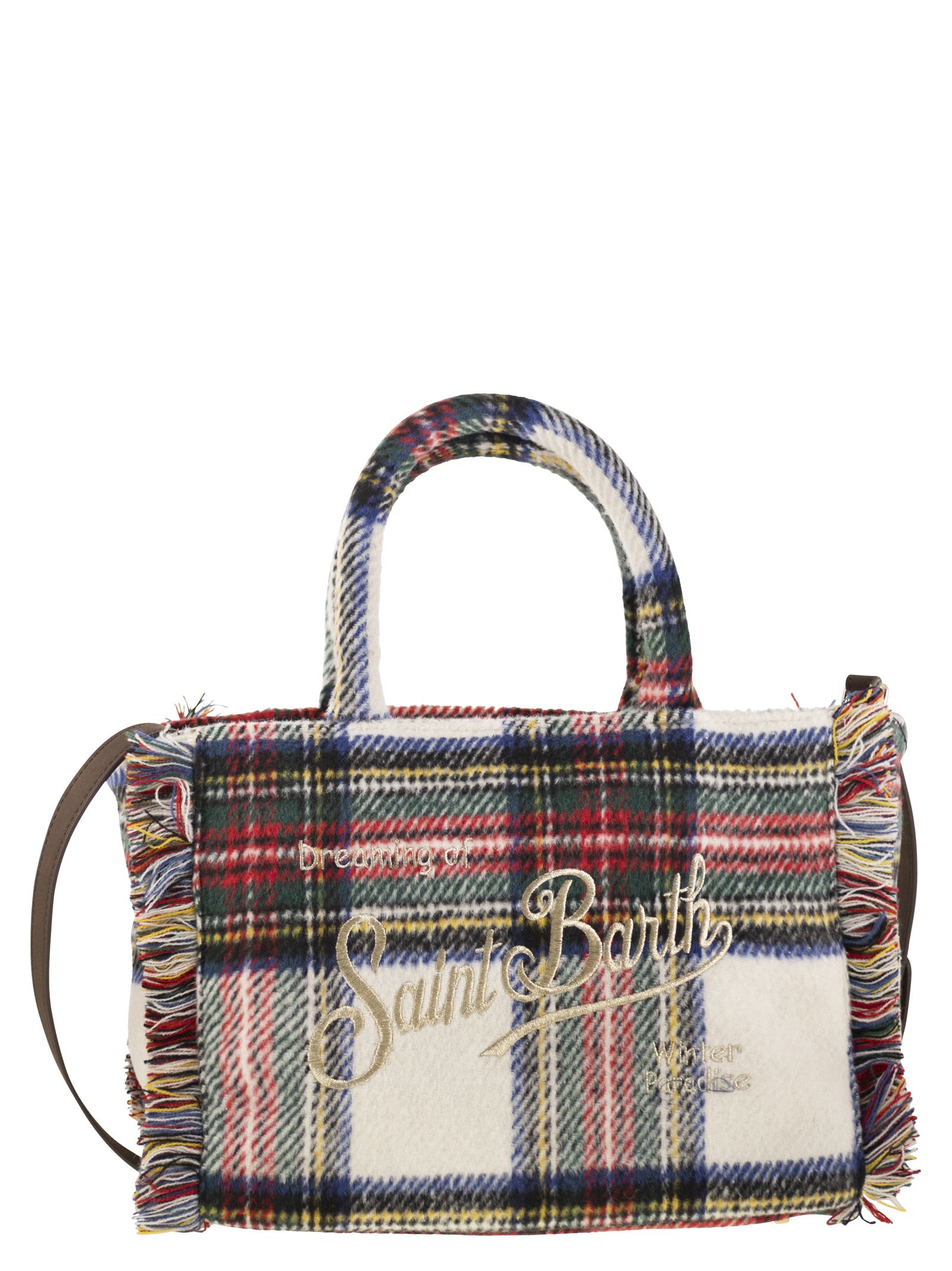 Mc2 Saint Barth Colette - Wool-effect Bag With Logo In White