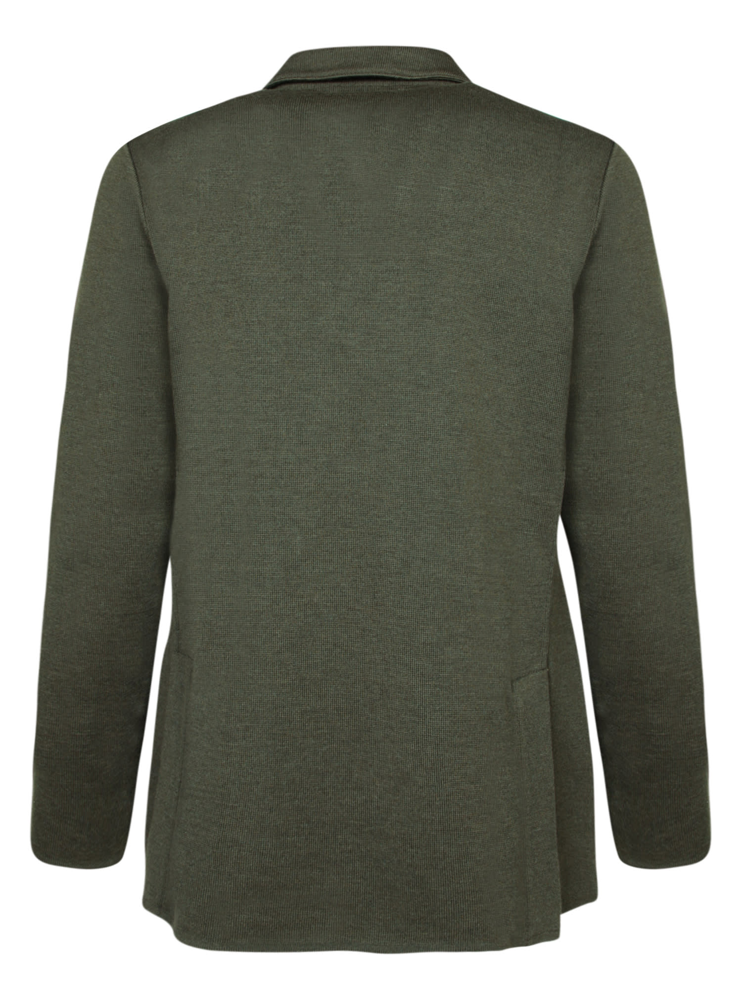 Shop Lardini Military Green Wool Cardigan Jacket