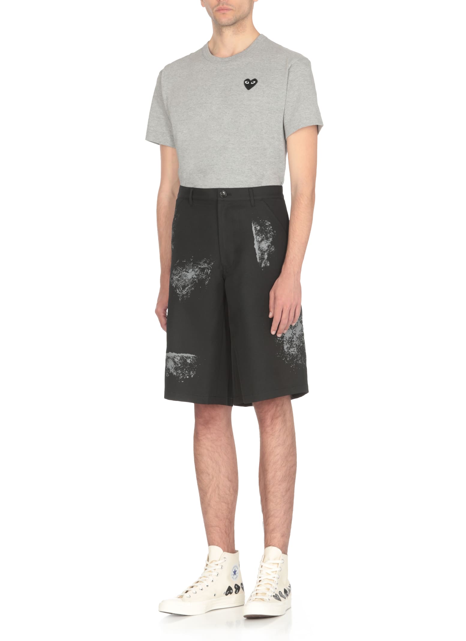Shop Comme Des Garçons Shorts With Print In Black