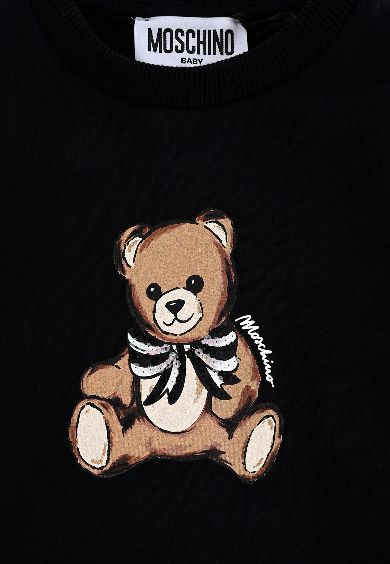 Moschino Black Sweatshirt For Baby Girl With Teddy Bear In Black