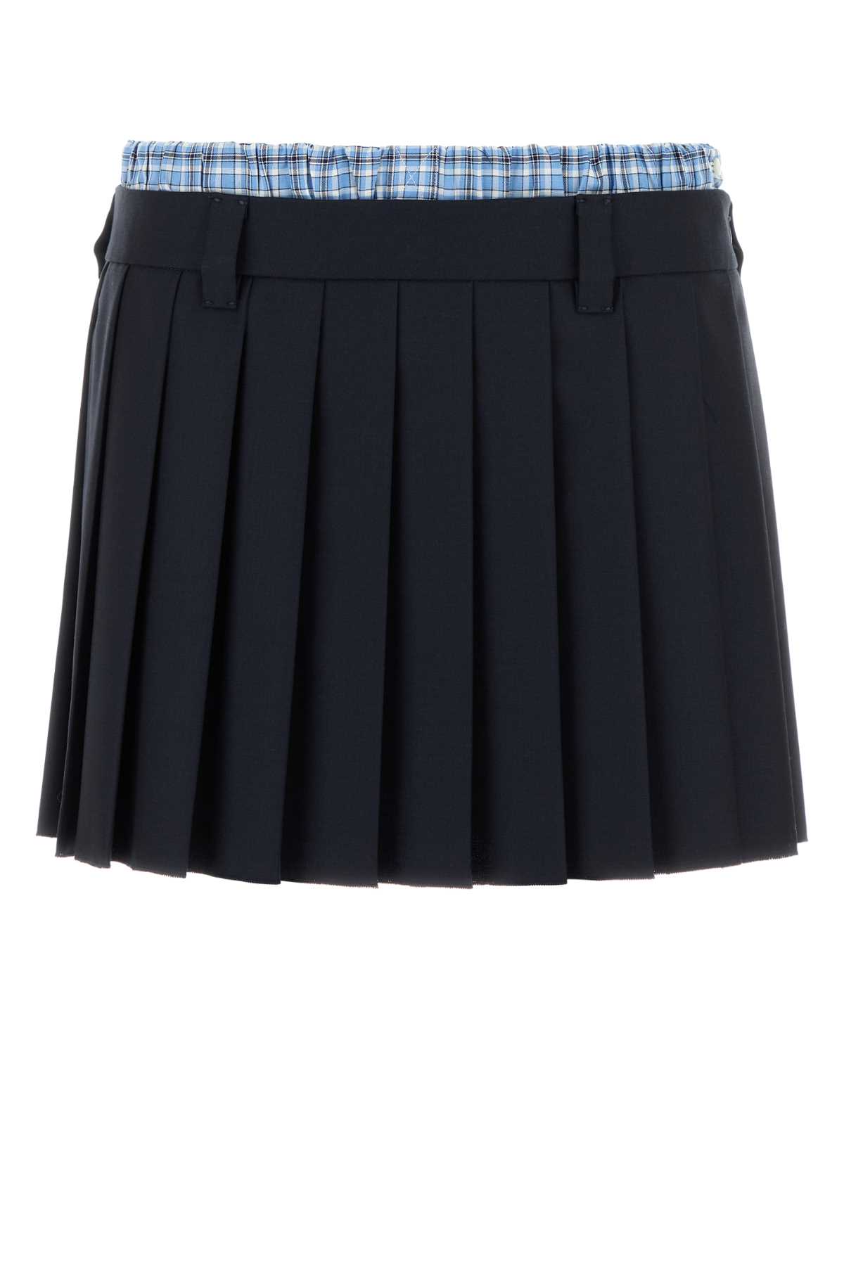 Midnight Blue Wool Mini Skirt