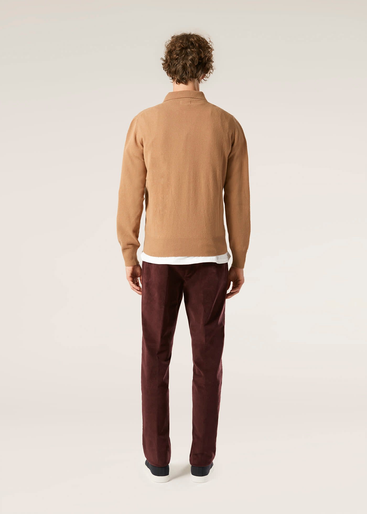 Shop Doppiaa Aantioco Burgundy Pleated Stretch Cotton-corduroy Trousers