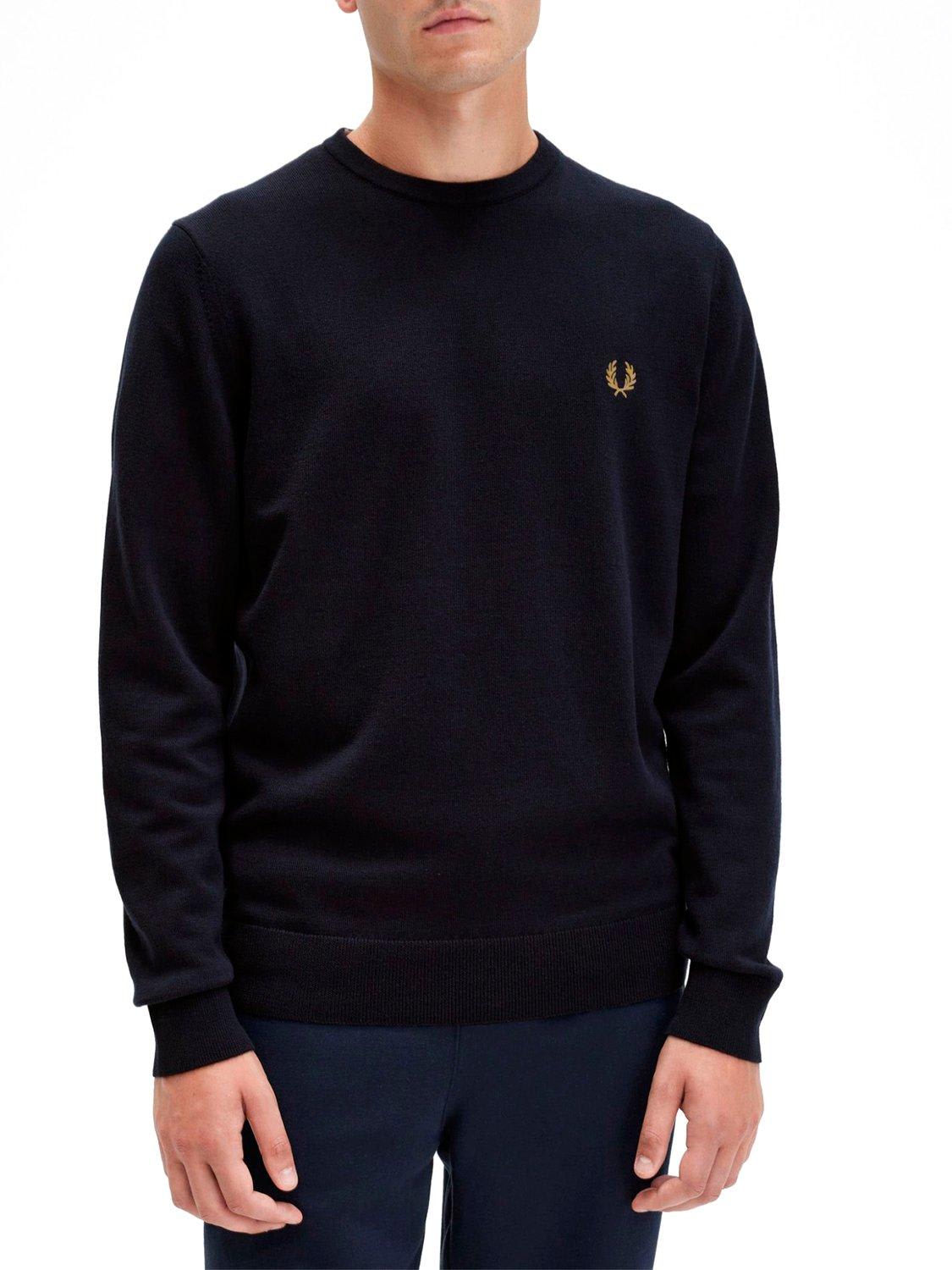 Fred Perry Mens Classic Crew Neck Jumper Nos In Navy