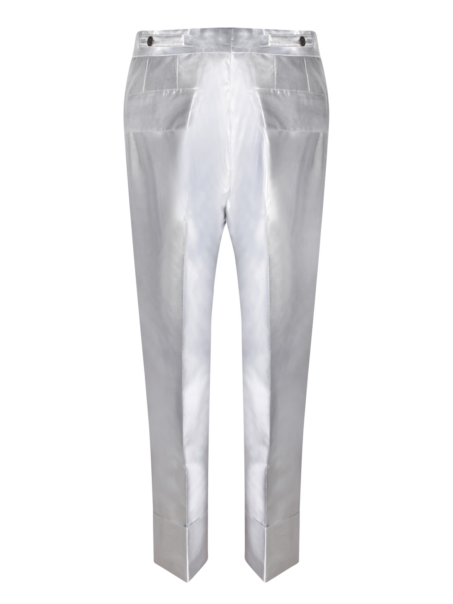Shop Sapio N7 Silver Lurex Canvas Trousers In Metallic