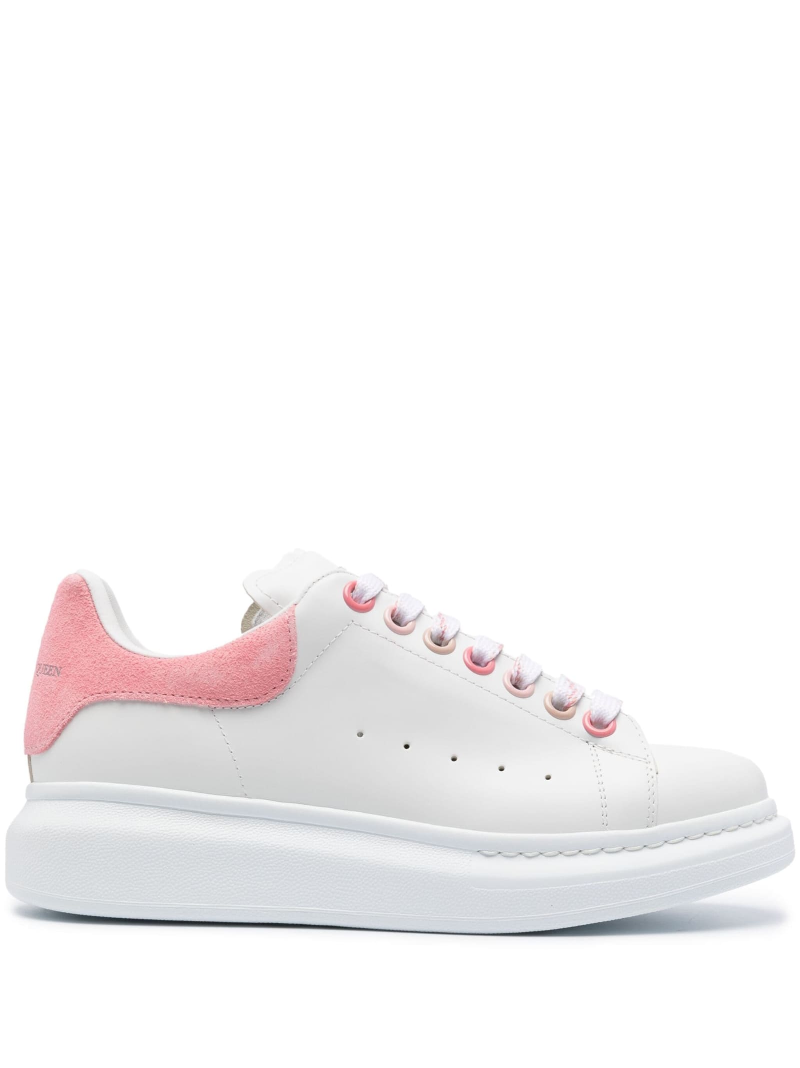 Shop Alexander Mcqueen White Oversized Sneakers With Pink And Multicolour Details