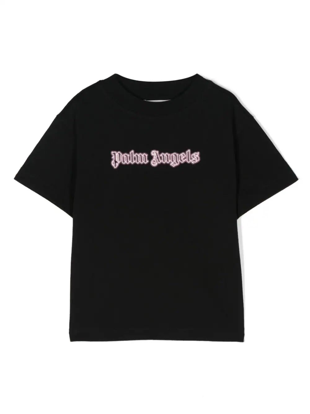 Palm Angels Kids' Neon Logo Reg. T-shirt In Black Rose