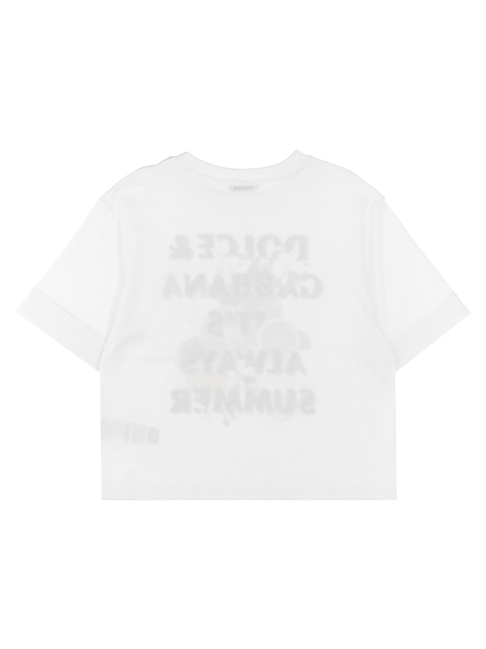 Shop Dolce & Gabbana Glitter Print T-shirt In White