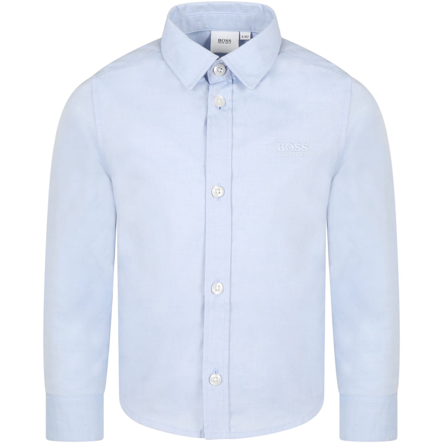 Hugo Boss Kids' Light-blue Shirt For Boy With Logo In Light Blue
