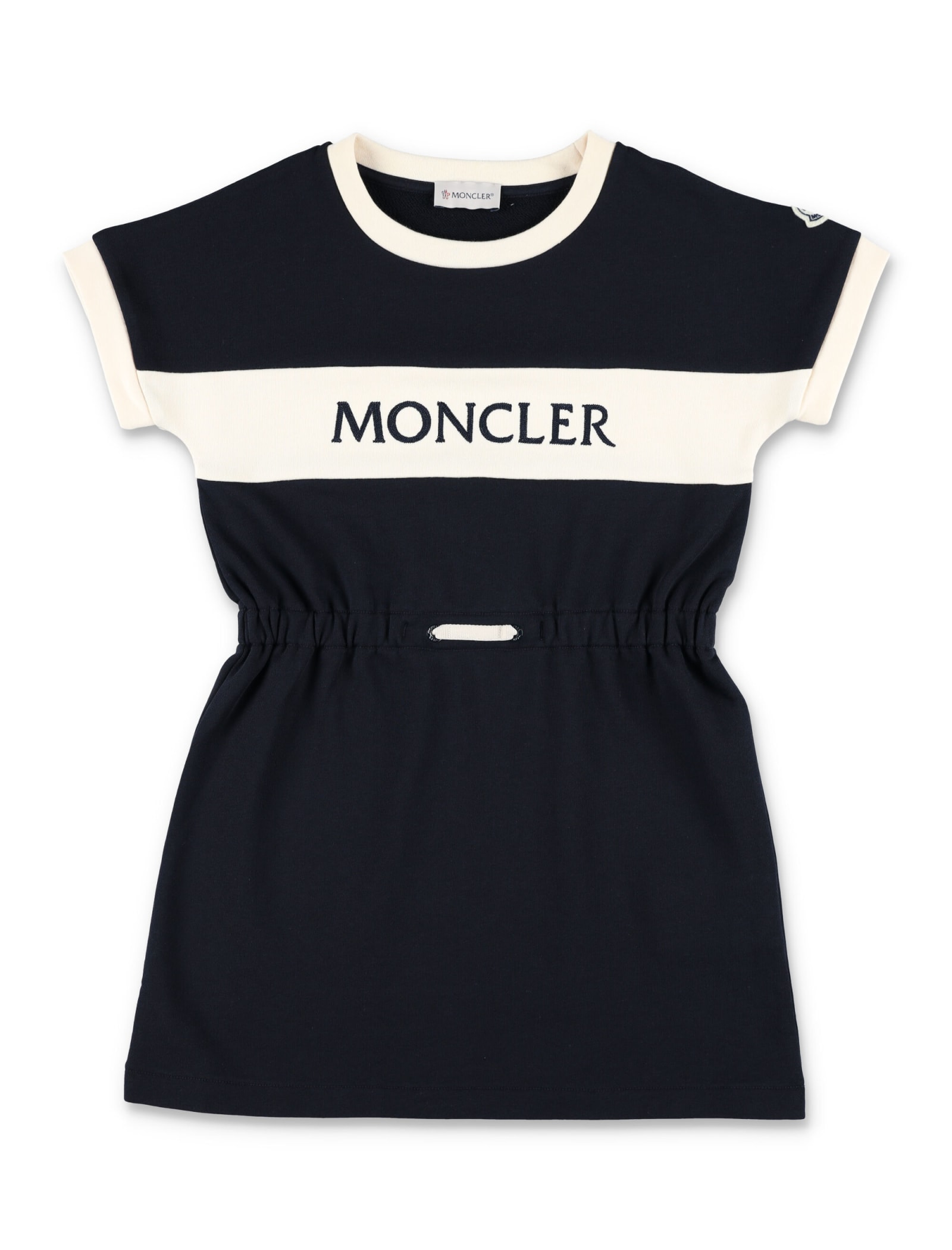 Shop Moncler Logo Dress In Black/white
