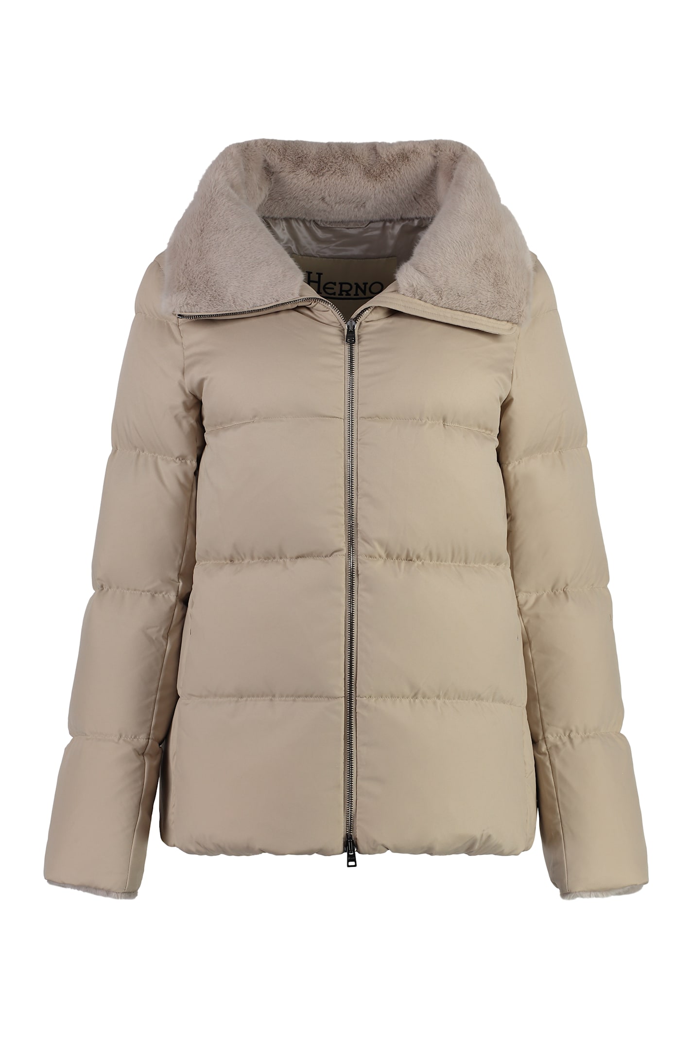 Shop Herno Full Zip Down Jacket In Beige