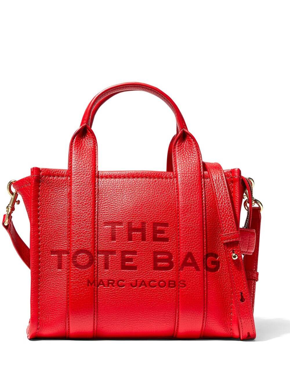 Marc Jacobs the Mini Tote Bag Red Shoulder Bag With Logo In Grainy Leather Woman