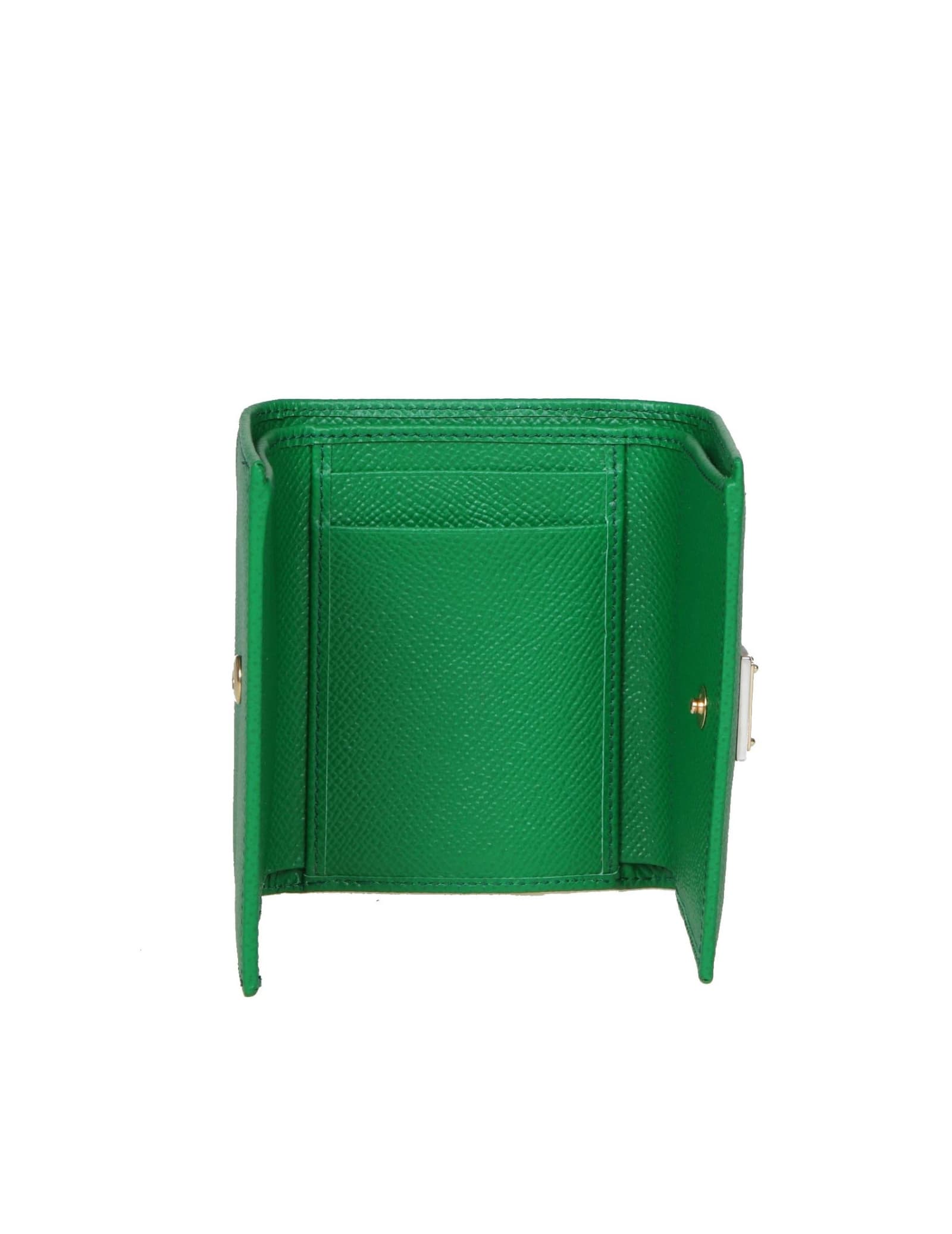Shop Dolce & Gabbana Leather Wallet With Dg Logo In Verde